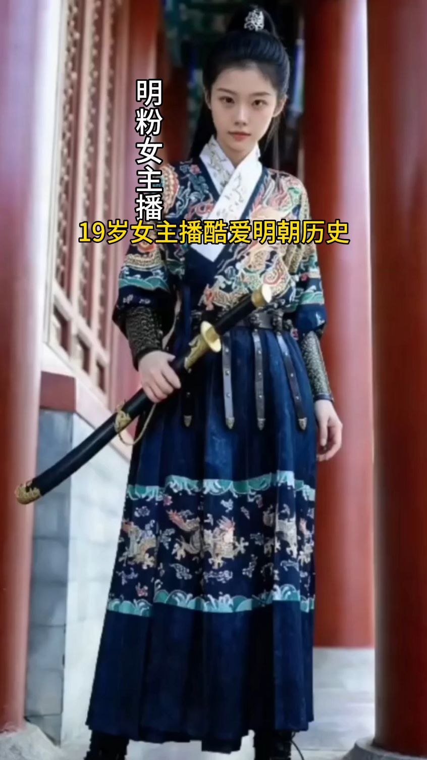 19岁女生穿明朝飞鱼服直播周深《孤剑吟》