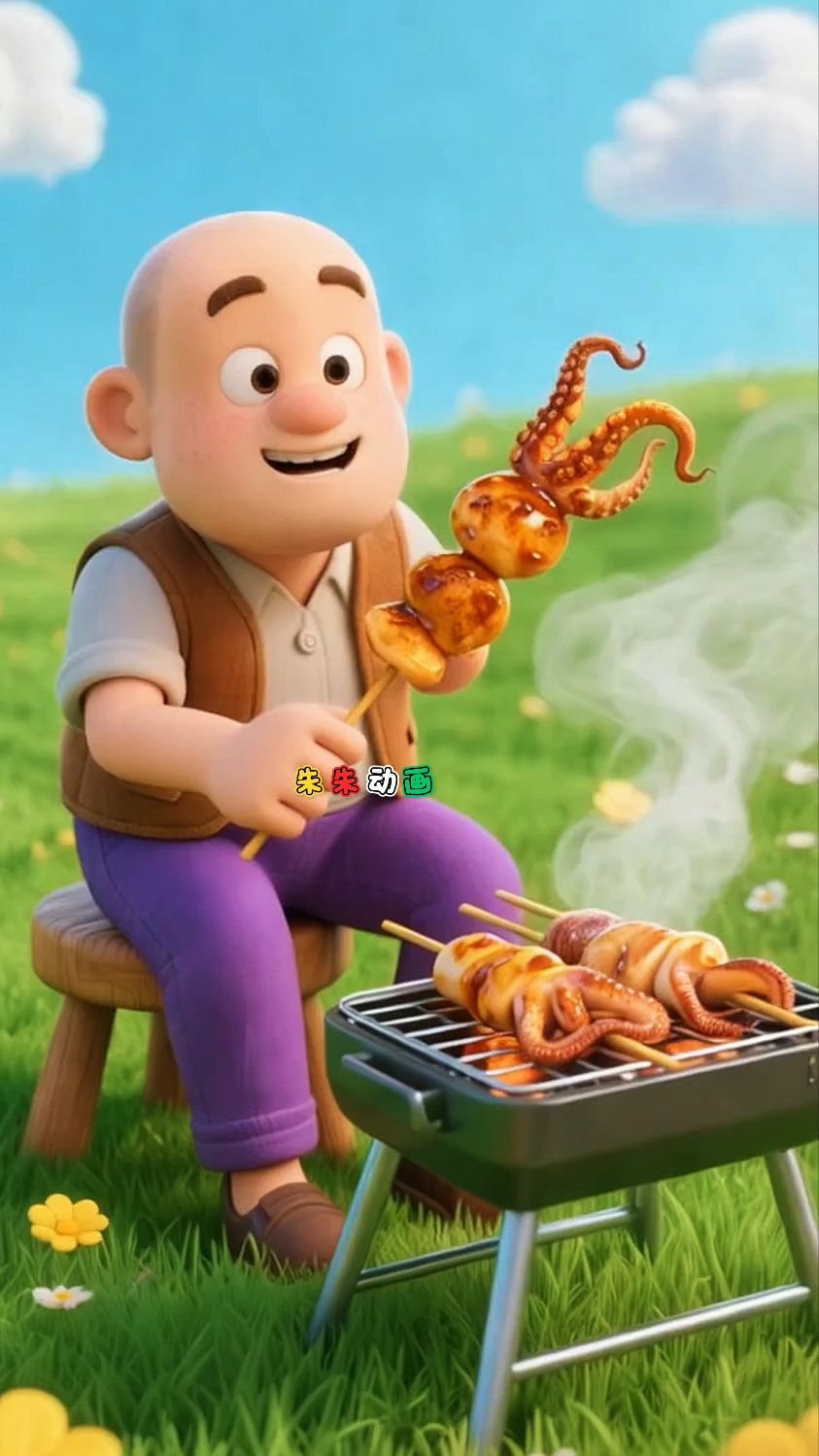原创动画 #二次元 #益智动画 #儿童视频 光头强喜欢吃烤鱿鱼