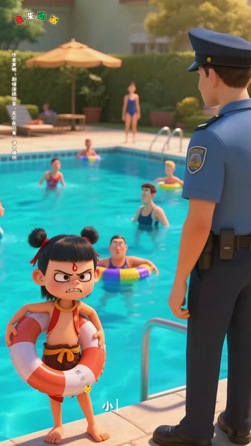 #热门动画#动画小故事#小朋友爱看的视频哪吒不能在游泳池里游泳