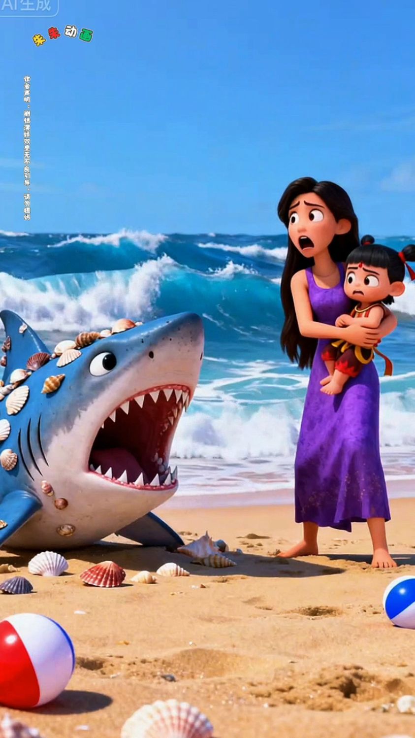 儿童动画视频小朋友动画 #二次元 鲨鱼只是想把身上的藤壶给清理掉
