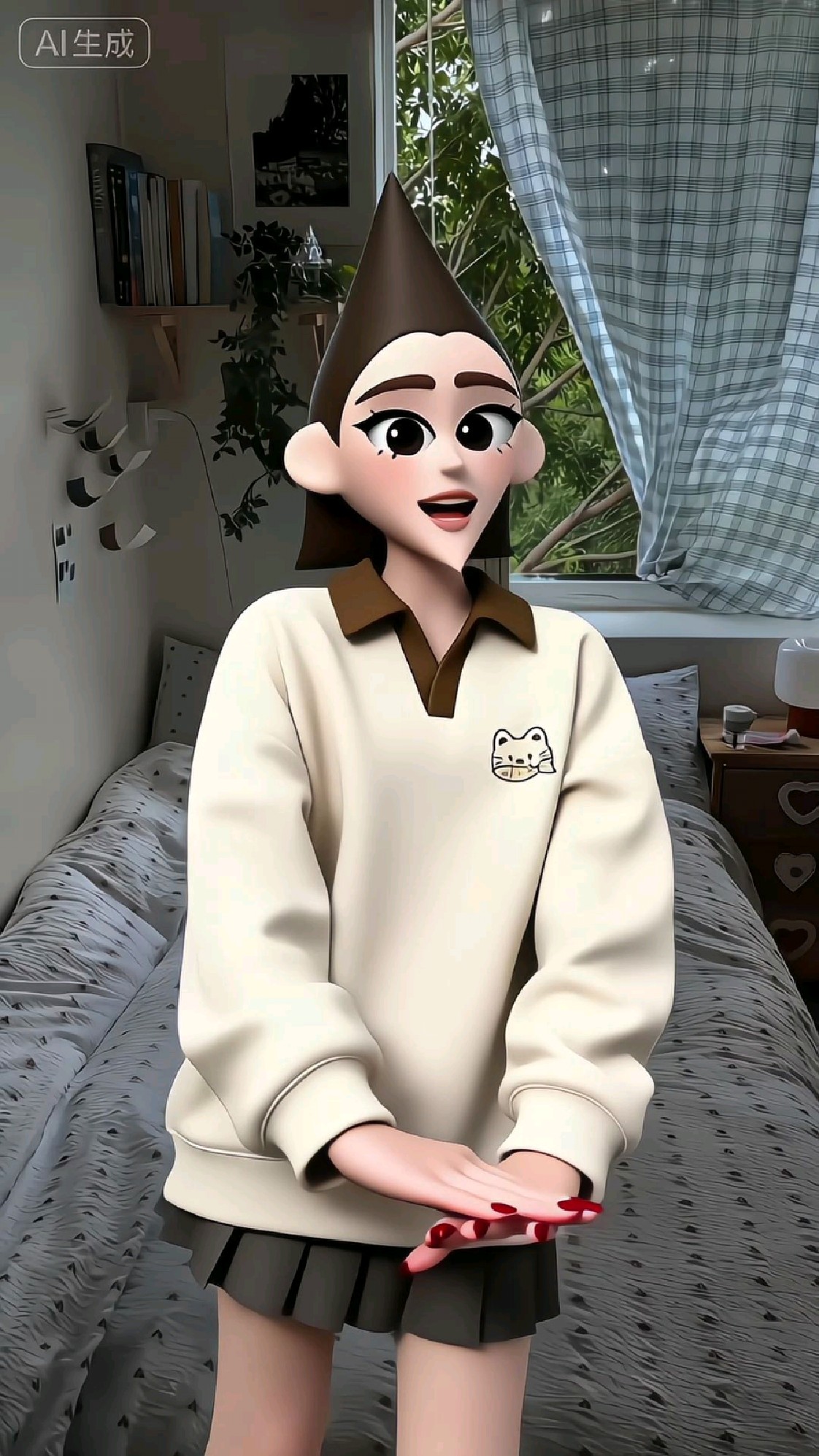 豆包脑袋尖尖的穿这件衣服