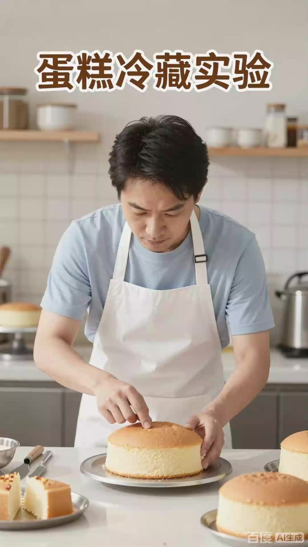 用手指弹不同冷藏时间的蛋糕,海绵回弹