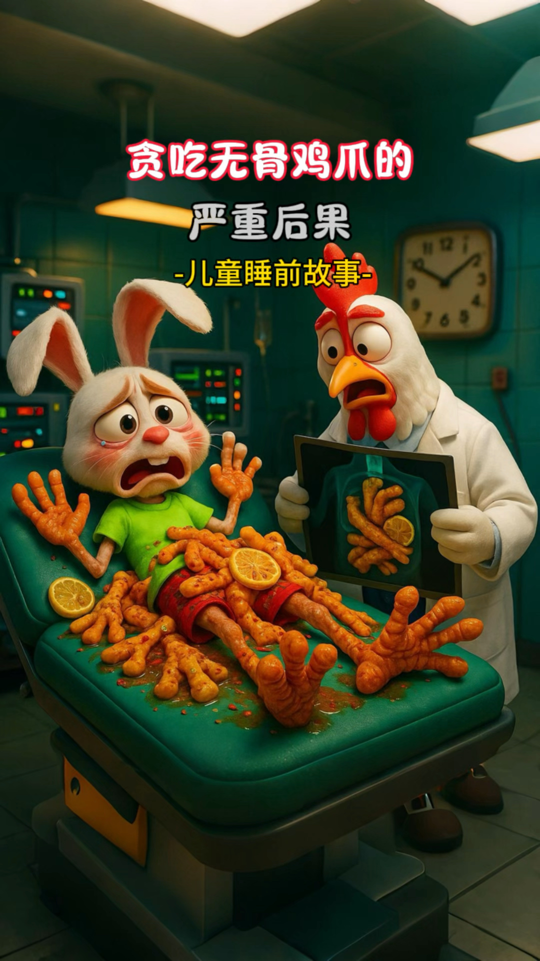 儿童睡前故事:宝宝行为管理《贪吃无骨鸡爪的严重后果》