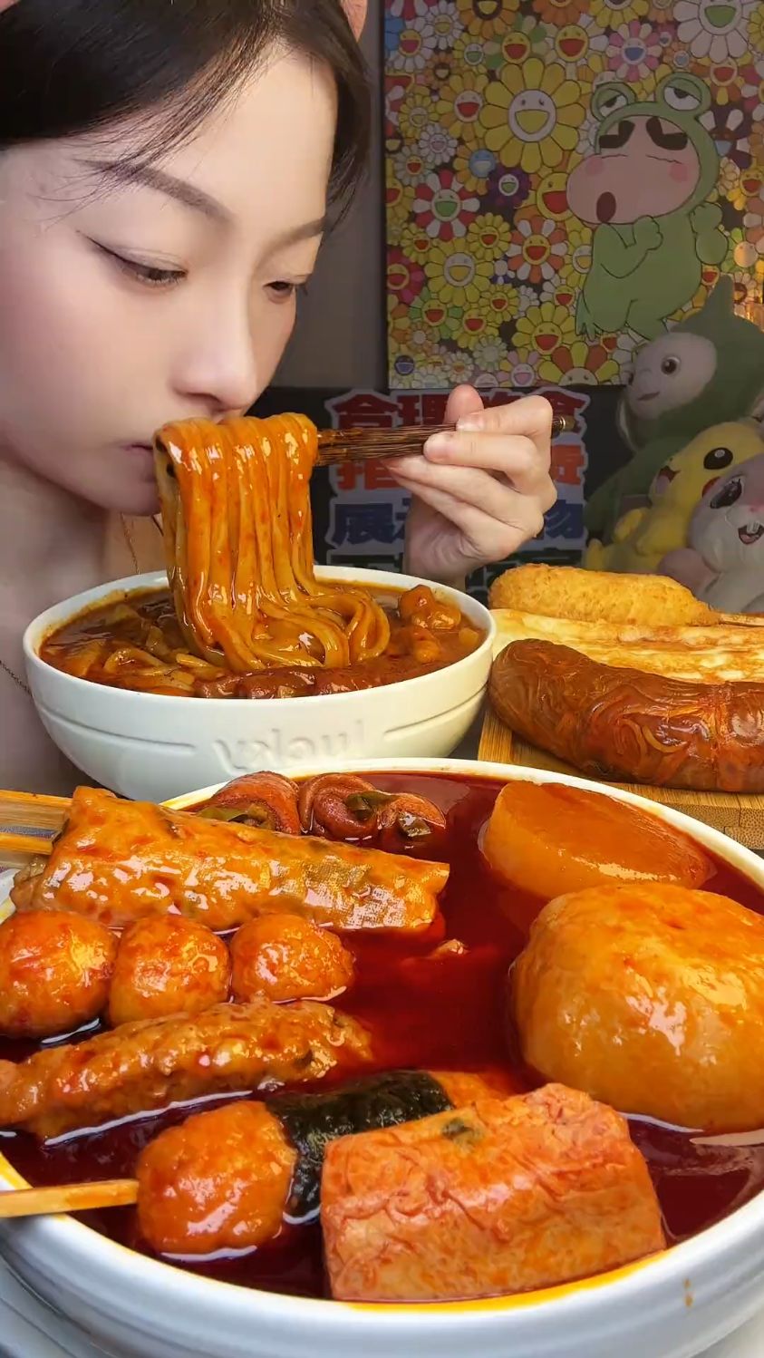 麻酱麻辣烫 关东煮 配上拉丝热狗棒芝士条真的太香了