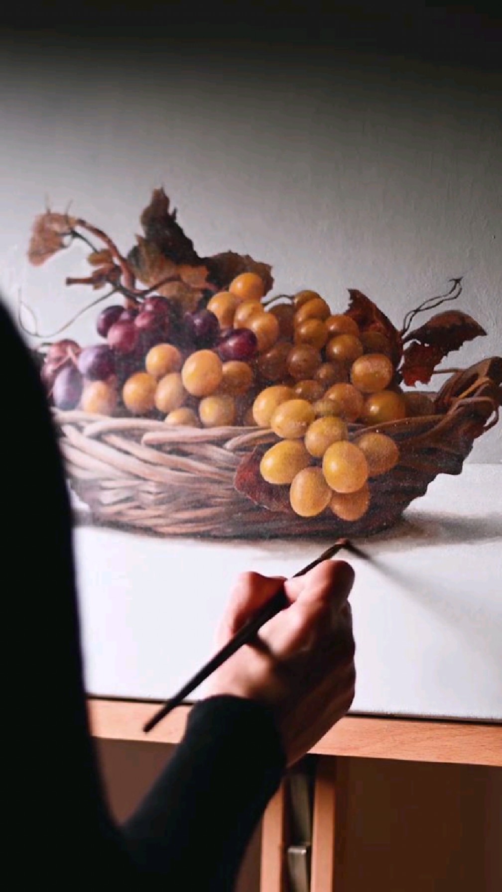 超写实的葡萄静物油画