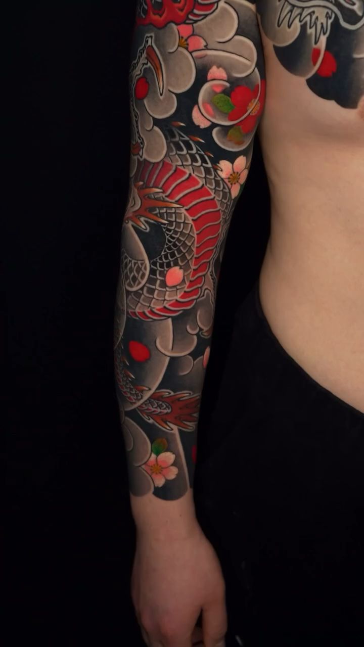 北京纹身/男生传统花臂半甲纹身