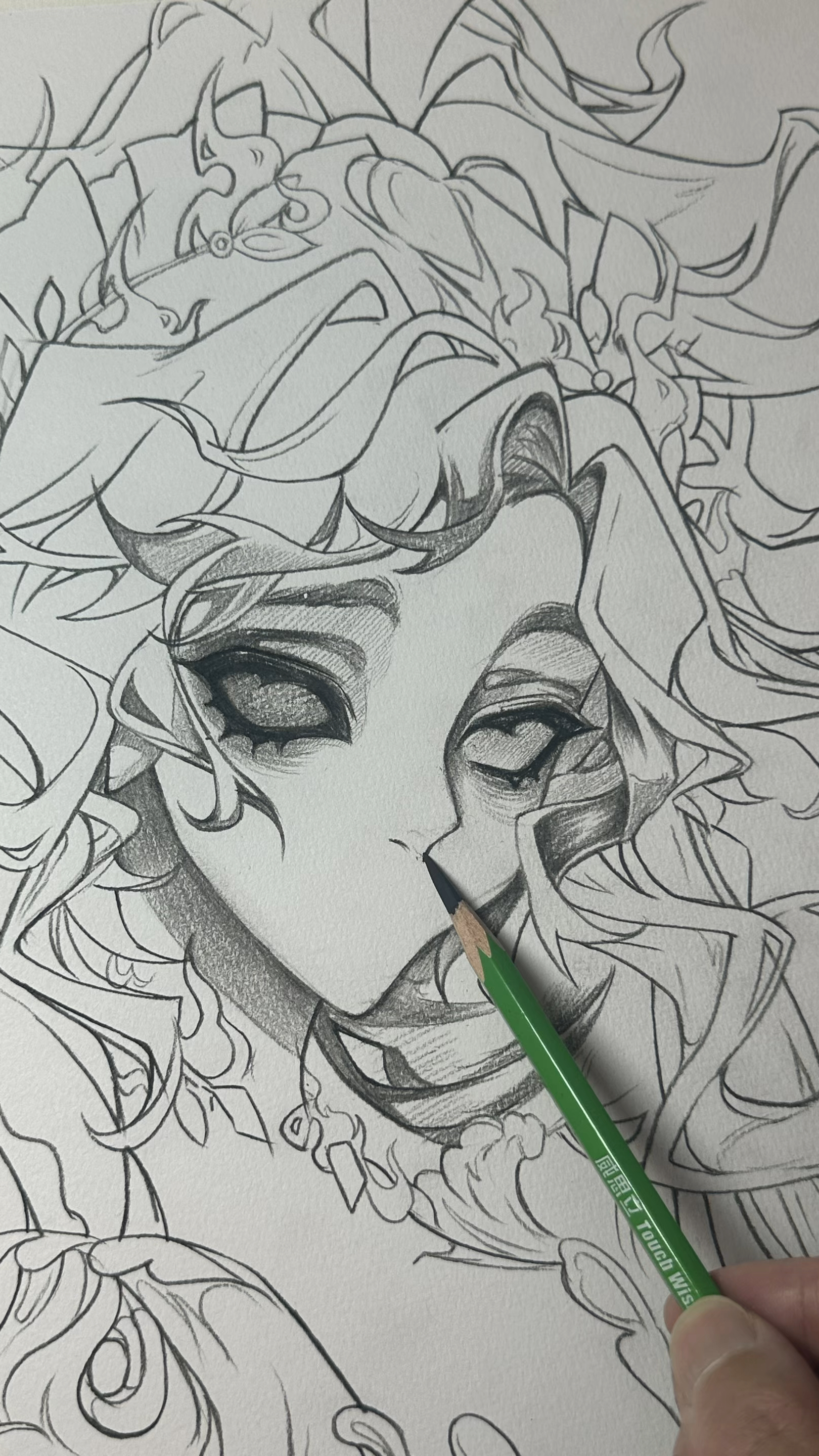 第五人格渔女素描排线绘画完成版