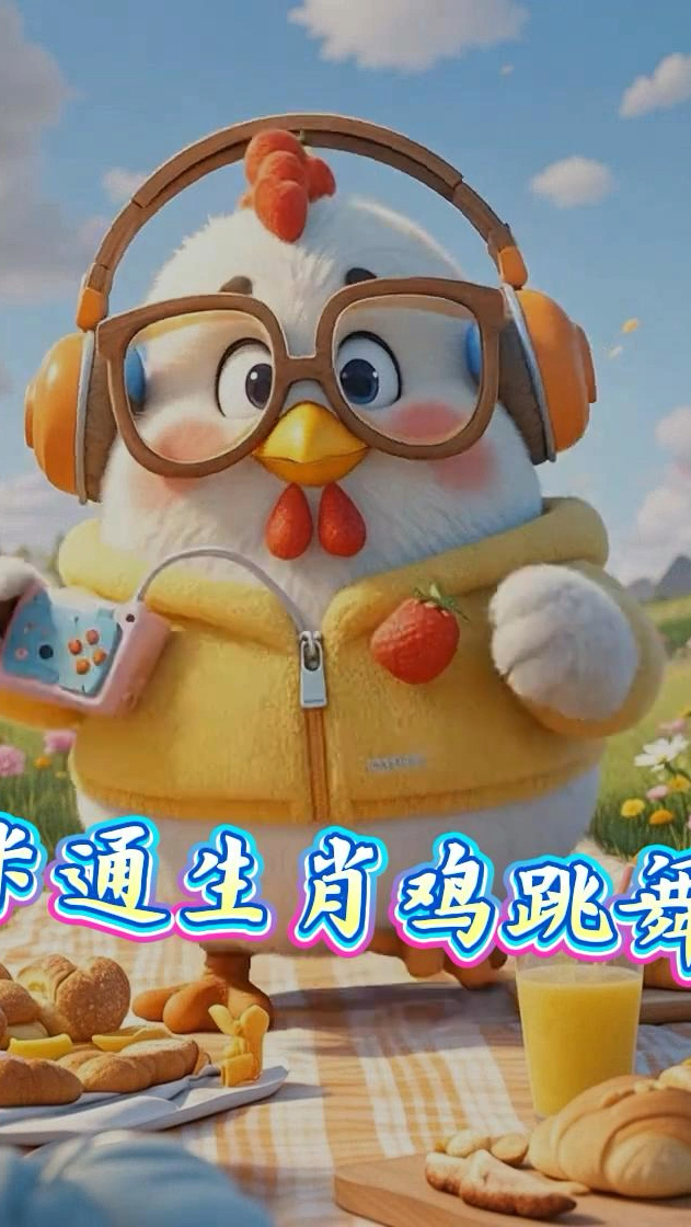 卡通生肖鸡跳舞～