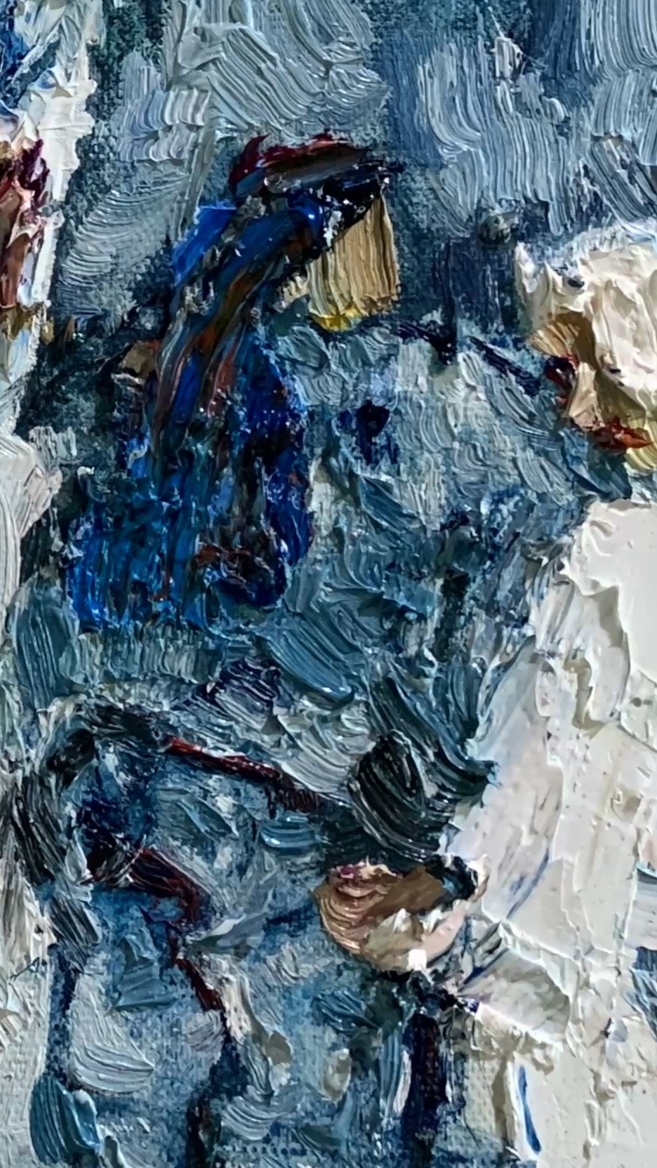 油画家王也(王丹一ewen)抽象表现主义油画《大凉山上》