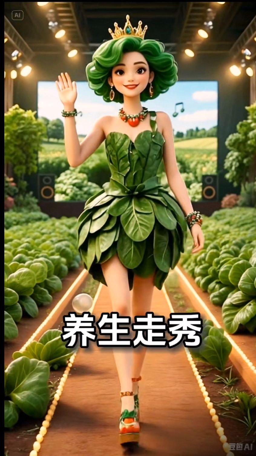 养生蔬菜模特T台走秀#养生之道#养生健康