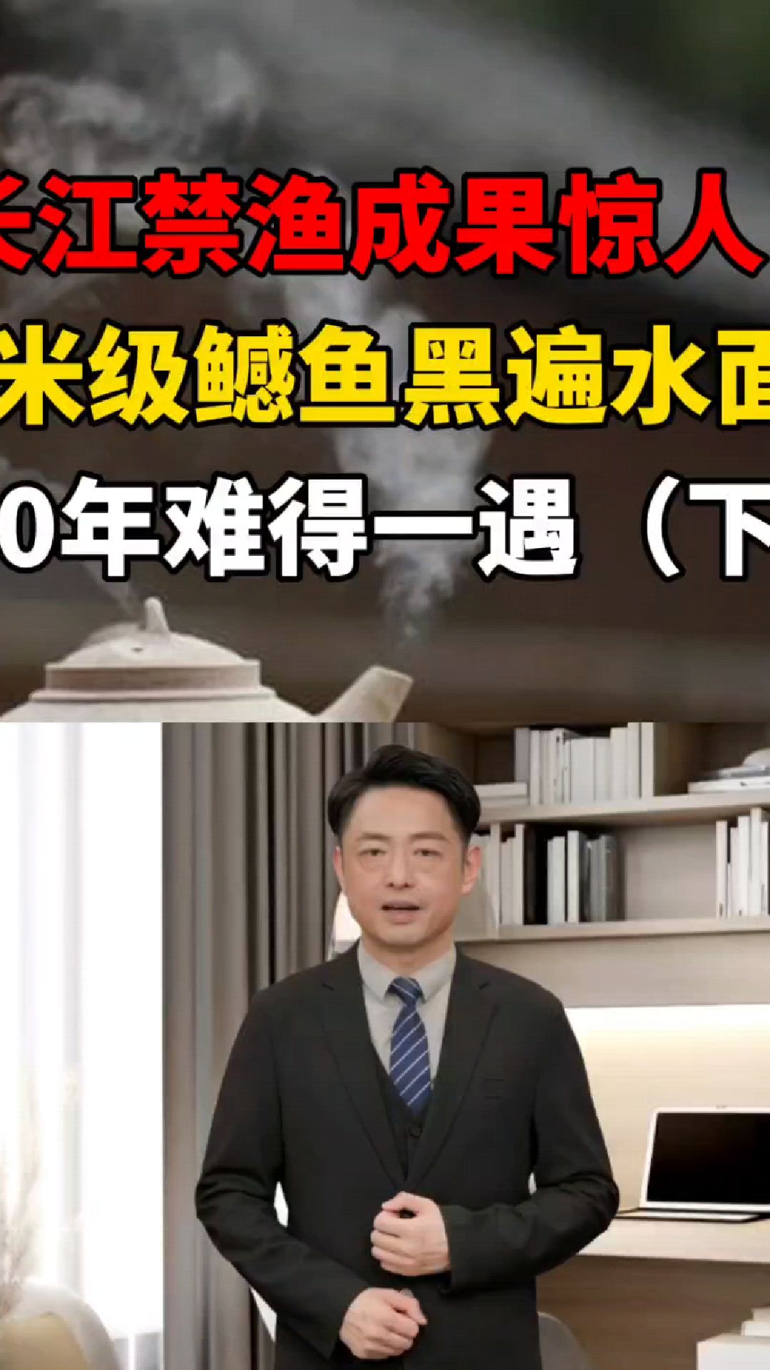 长江禁渔成果惊人!米级鳡鱼成群,黑遍水面,60年难得一遇