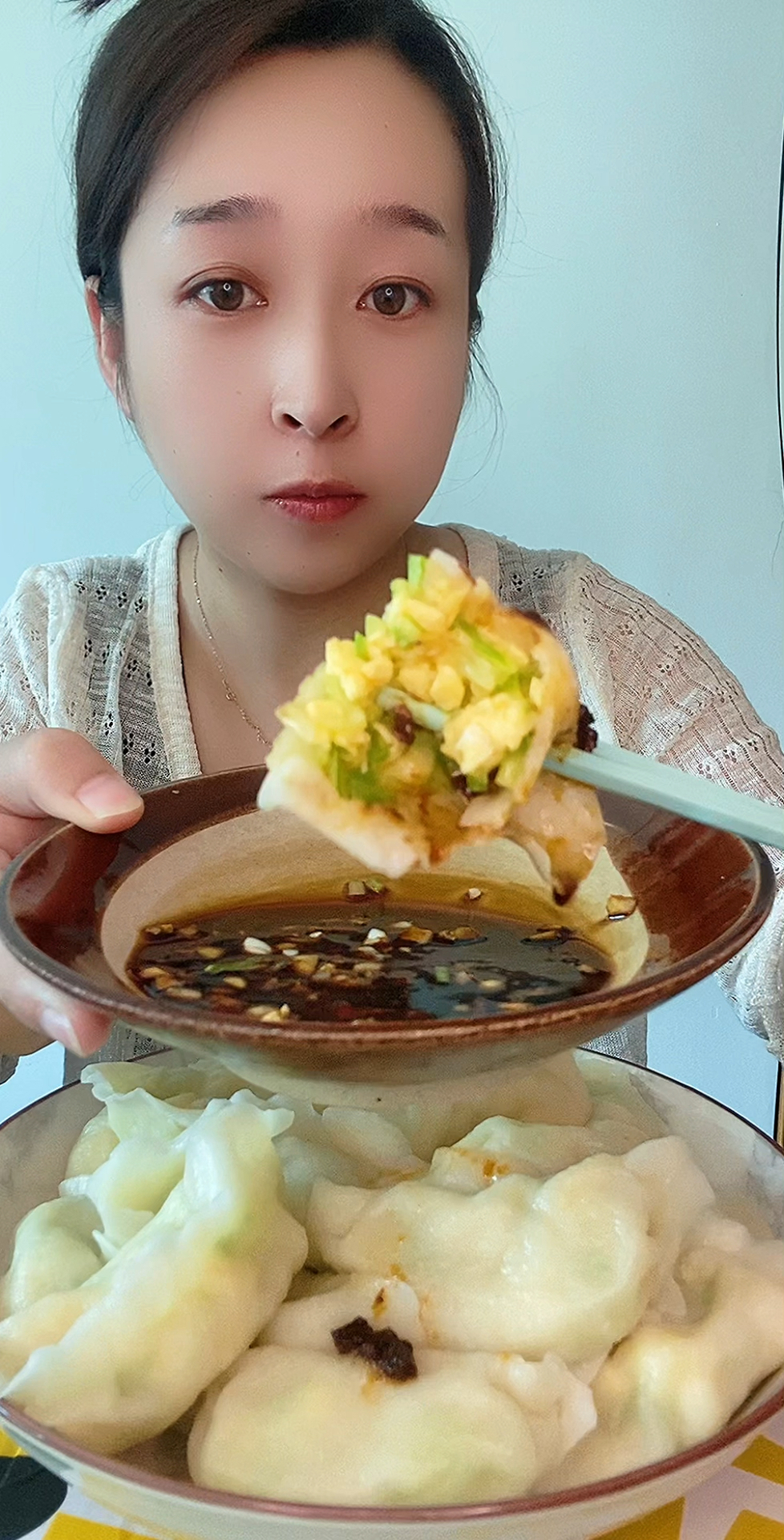 开饭了家人们,今天包的角瓜鸡蛋馅饺子 真鲜亮