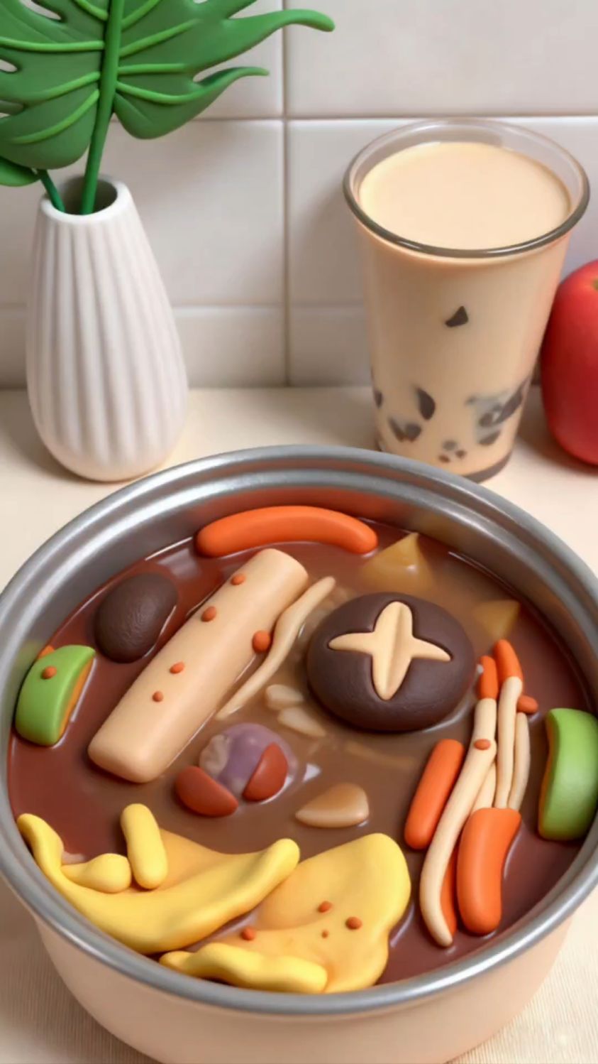 vlog｜沉浸式&一人食-秋天的第一杯热奶茶搭配小火锅，谁能拒绝呢