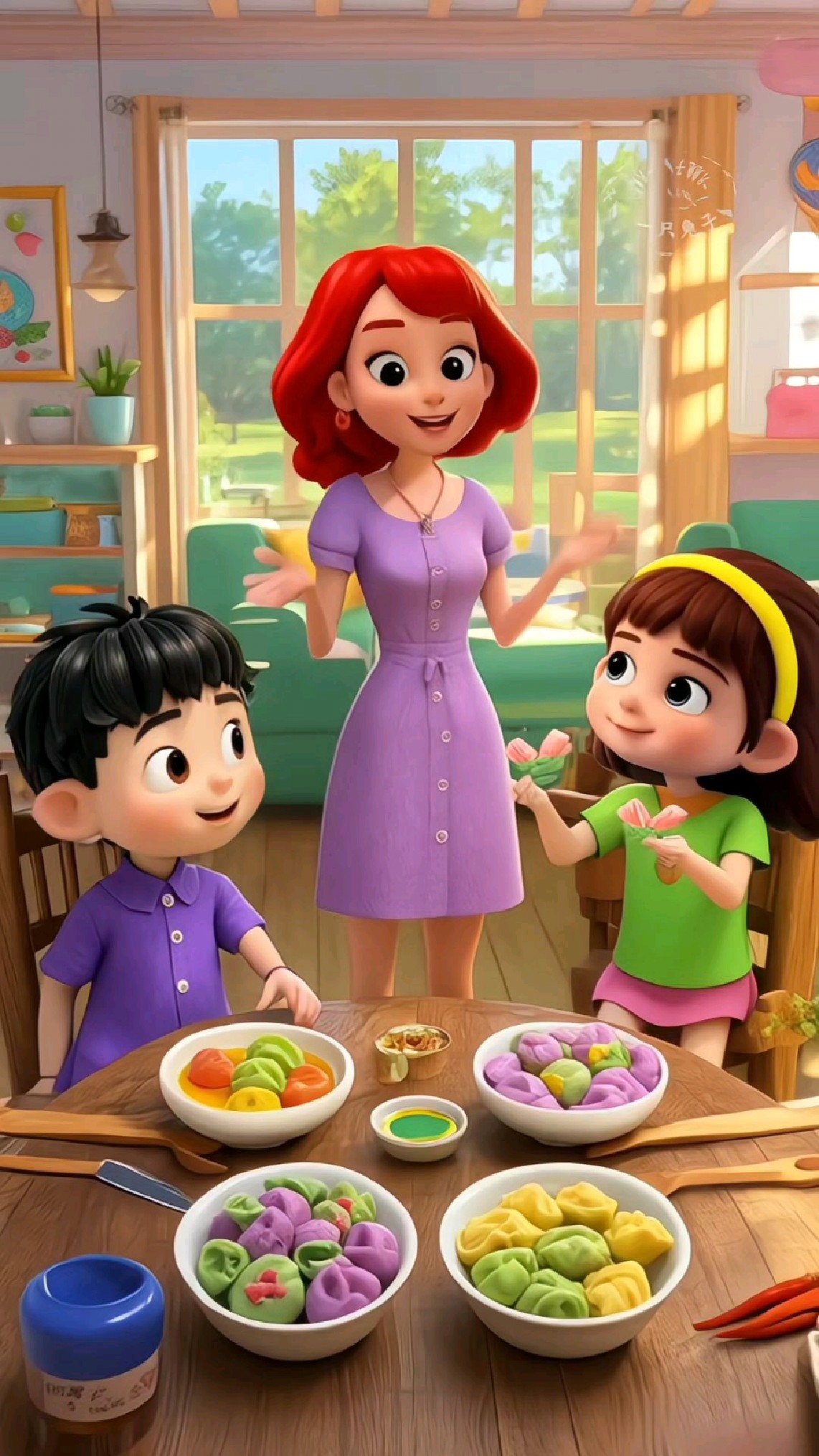 一起吃彩色的饺子