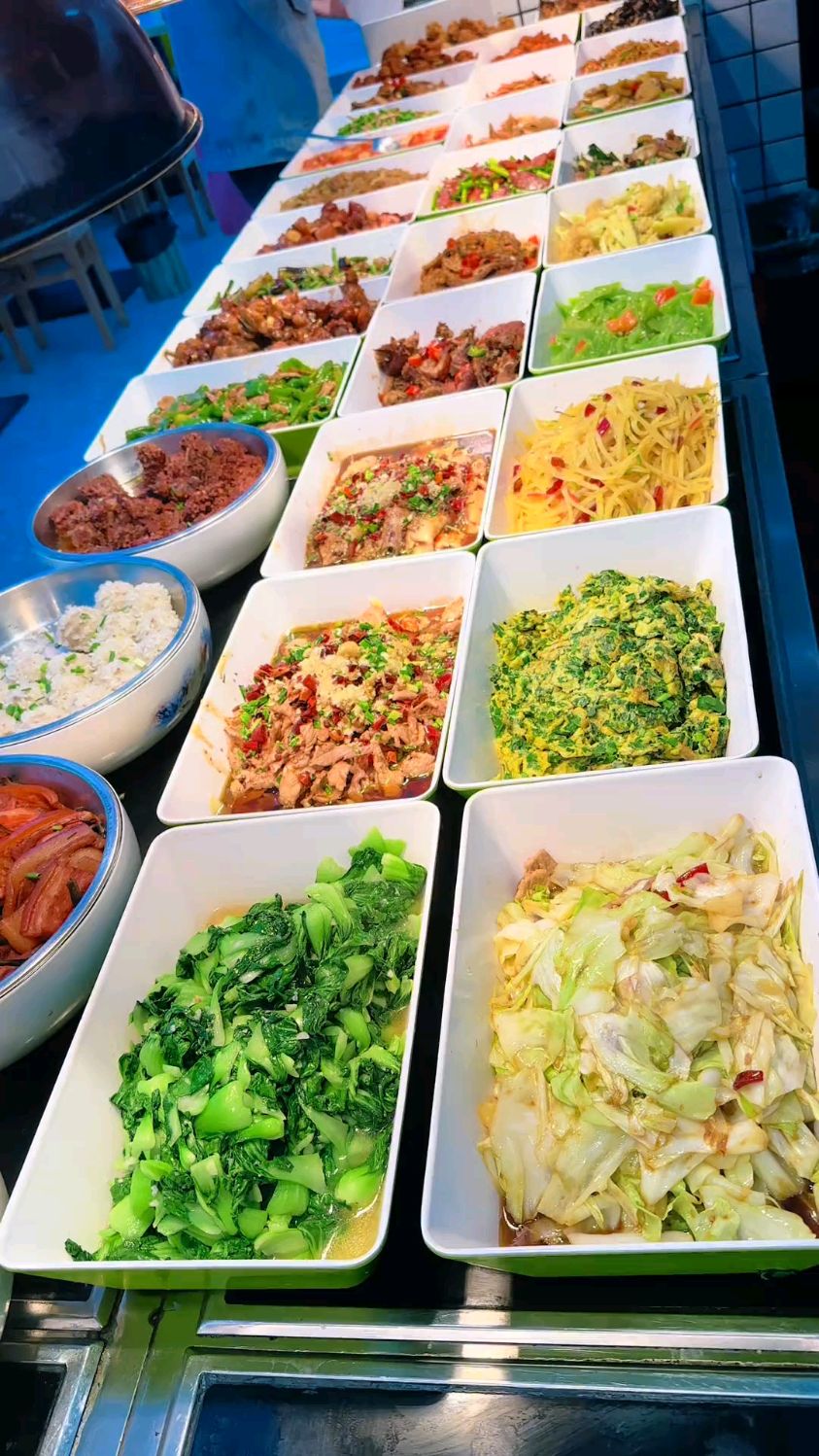 湖北武汉18元随便吃的自助快餐，菜品丰富有荤有素随便打真划算