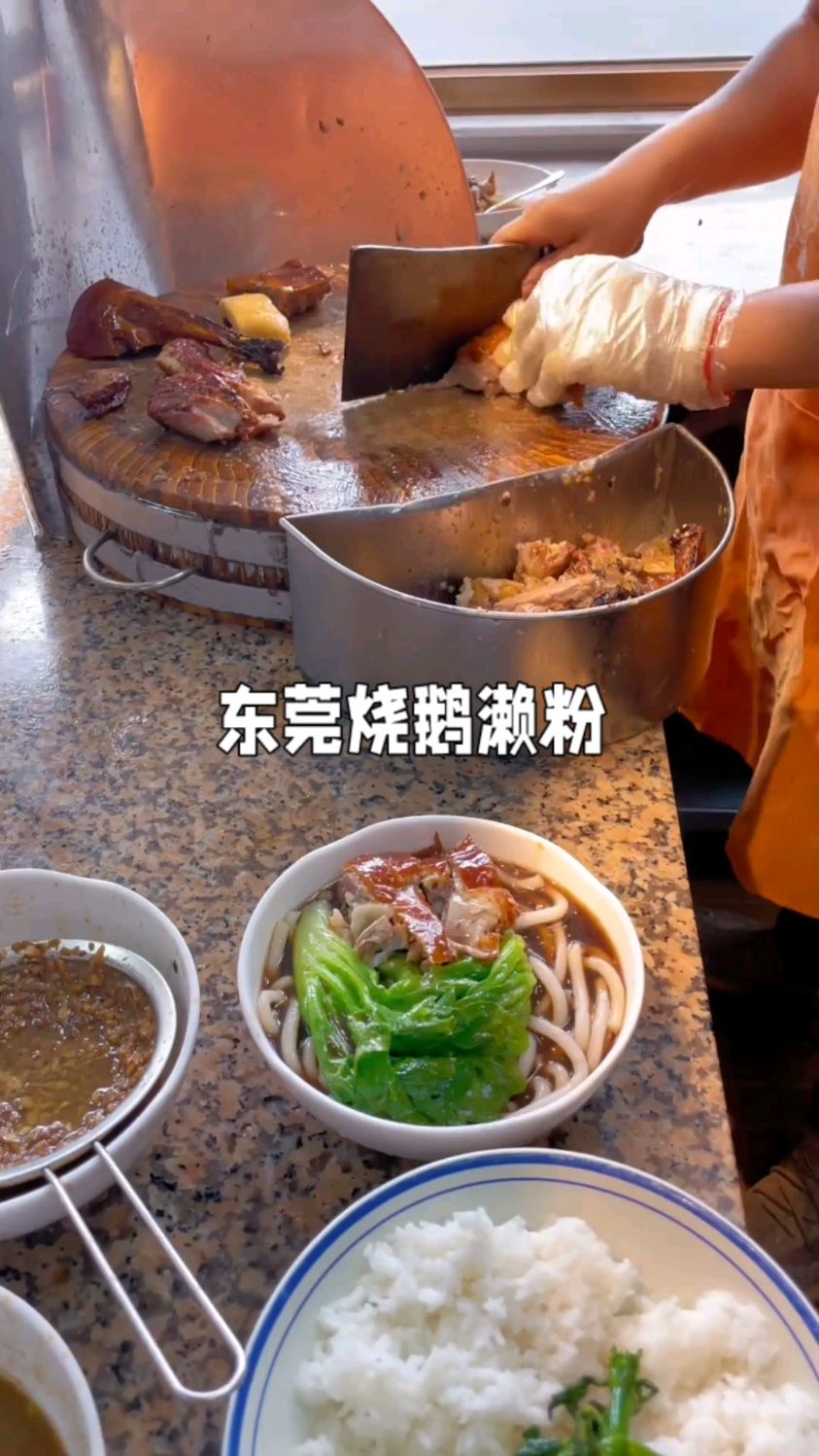 广东东莞最受欢迎的汤粉烧鹅濑粉,一碗18元量大管饱很实惠