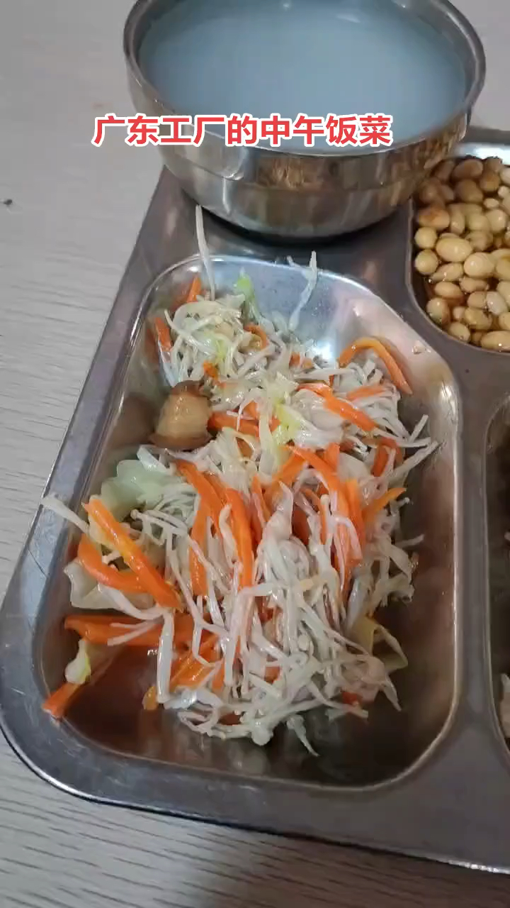 广东工厂免费的伙食基本都是素菜,想吃肉只能自己花钱买来吃