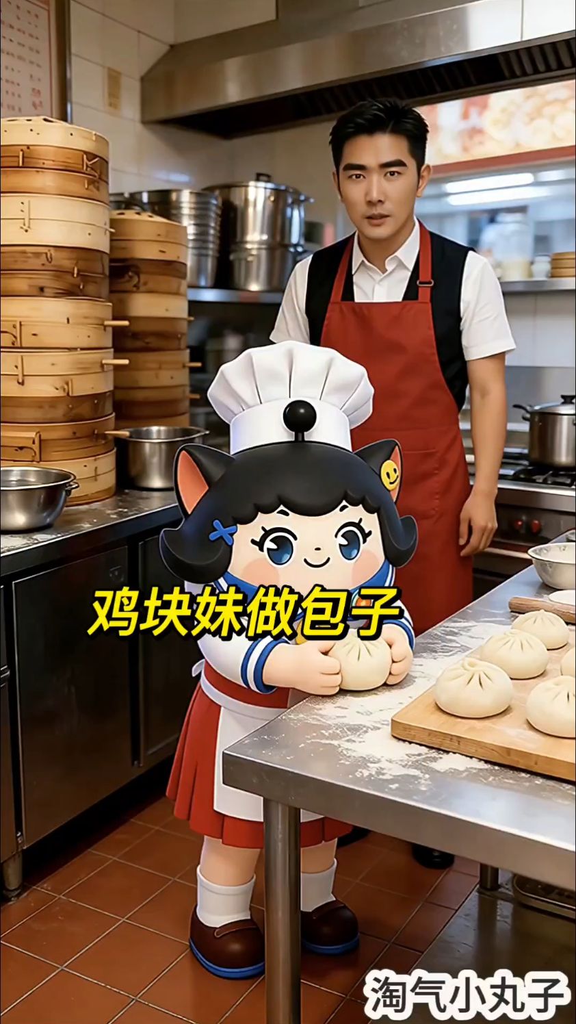 蛋仔派对：鸡块妹不戴手套做包子