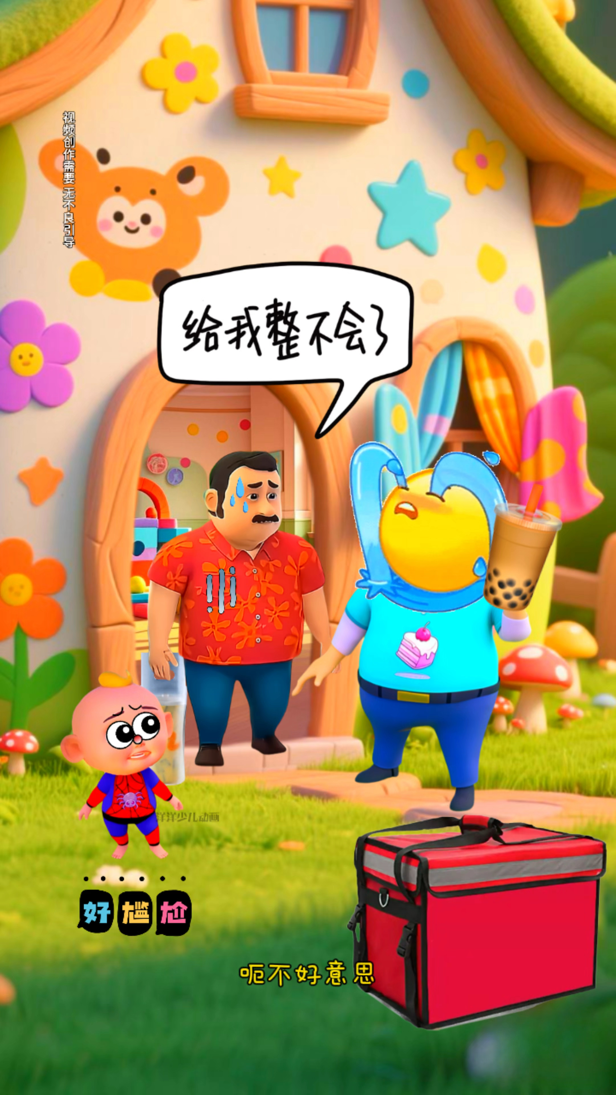 爸爸误会送奶茶的叔叔了