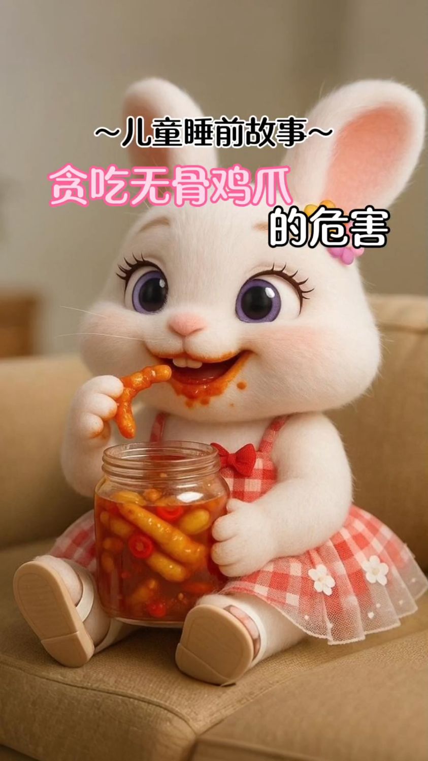 儿童睡前故事《贪吃无骨鸡爪的危害》#Ai生成