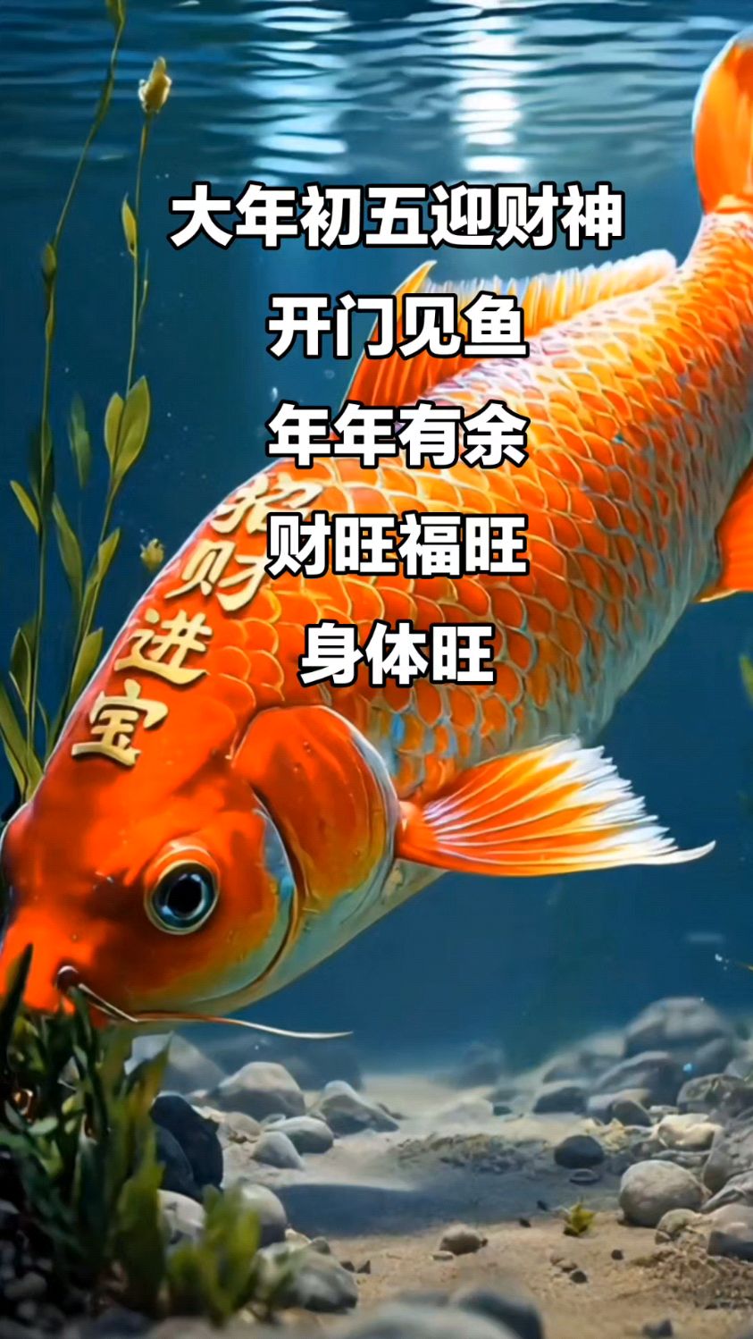 大年初五迎财神,开门见鱼,年年有余财旺福旺身体旺#见者发财