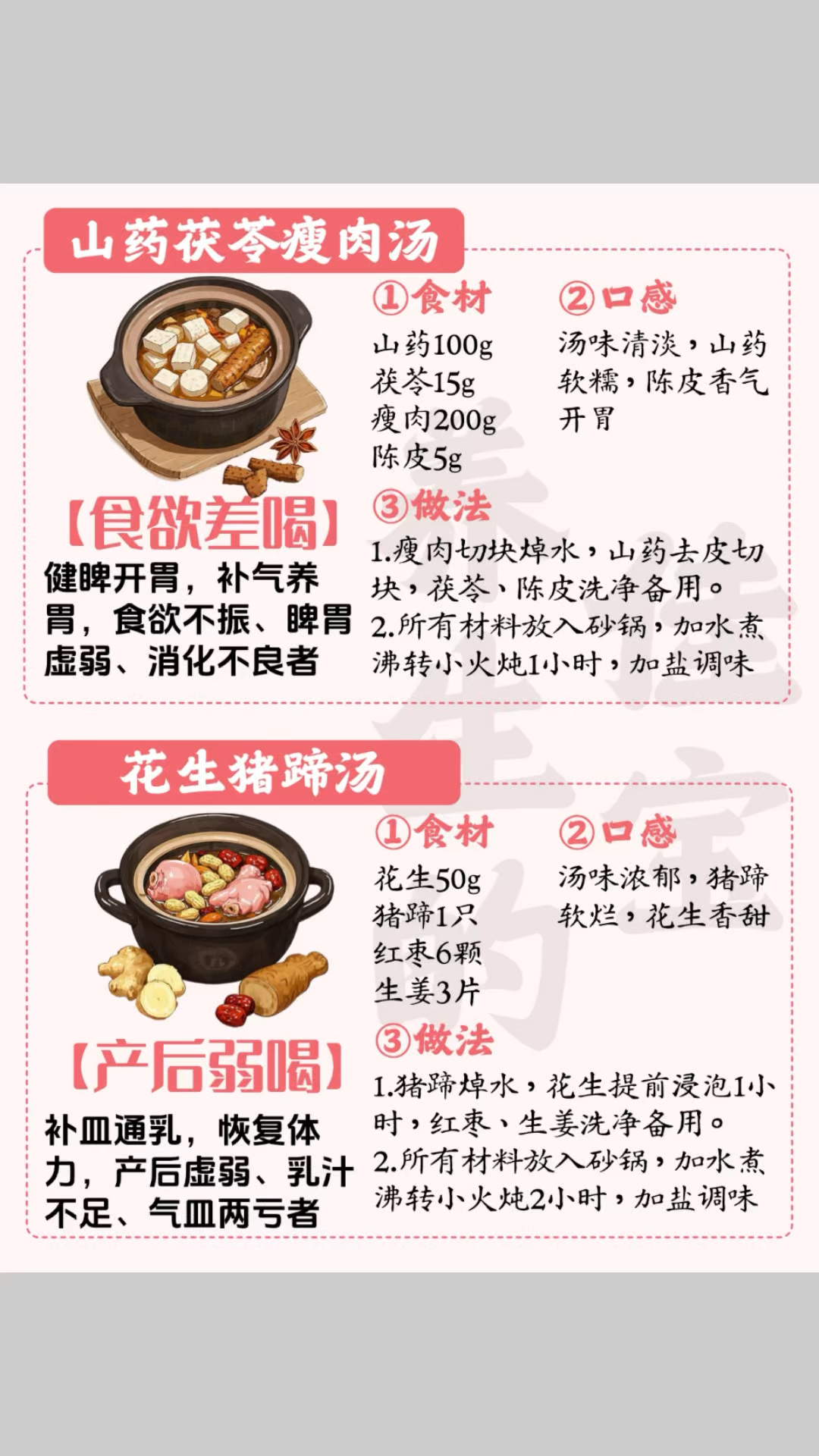 山药茯苓瘦肉汤,花生猪蹄汤