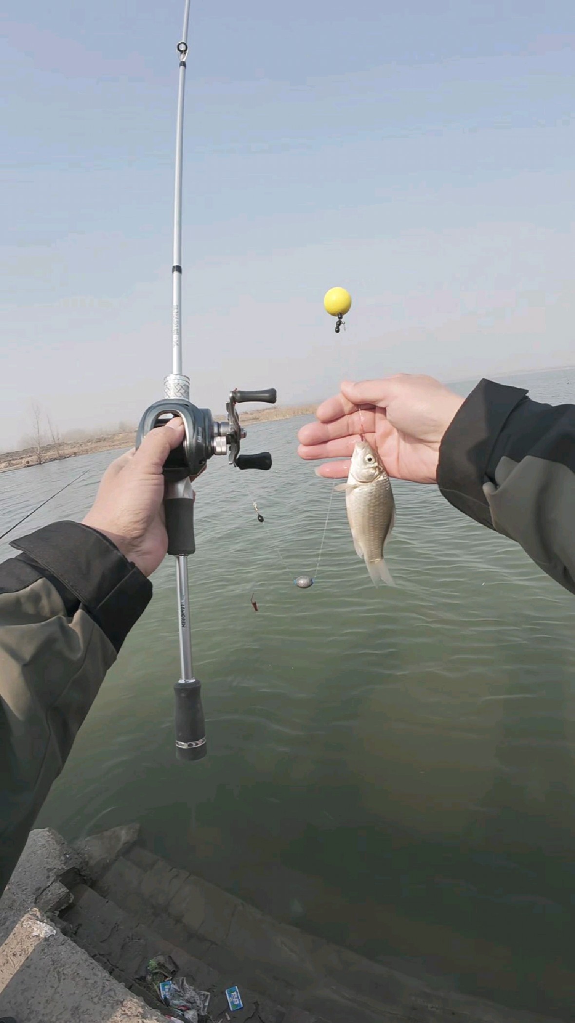 寒冬钓鱼别封竿！球球逗钓绝了，挂红虫逗钓深水，刮风天也能中鱼