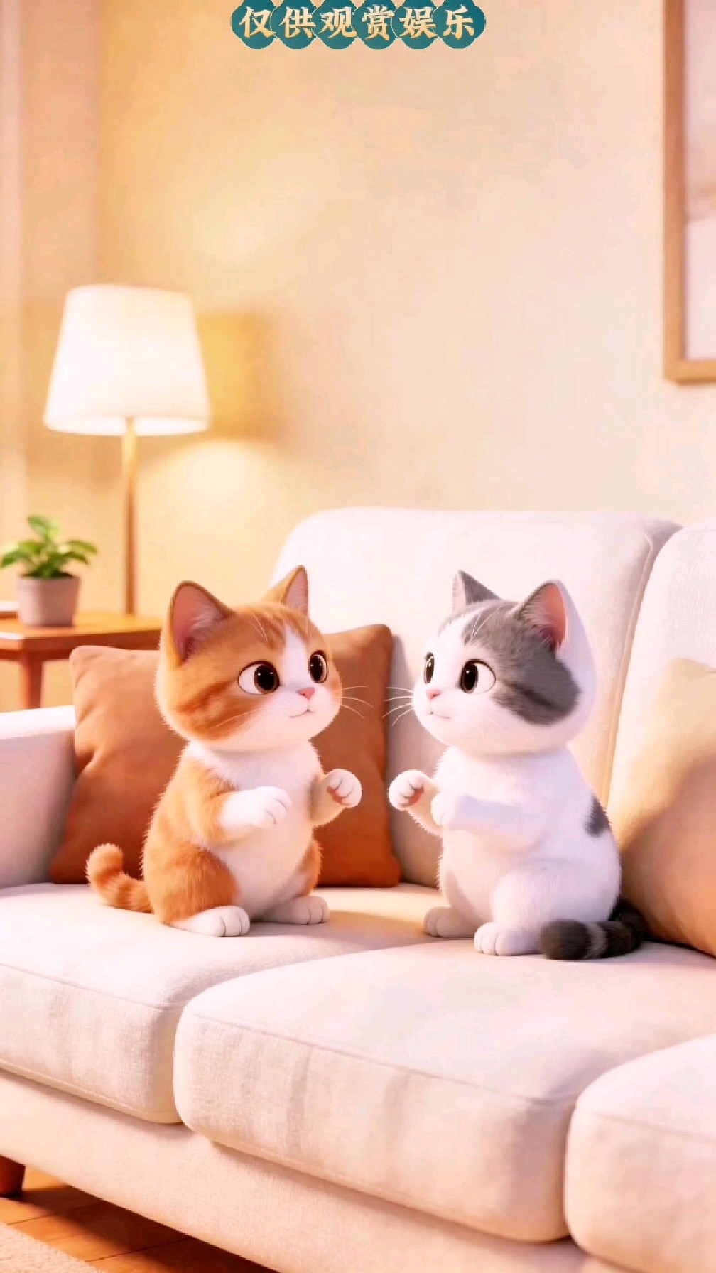 两只小猫咪在家里面搞笑的对话小视频#呆萌的小猫咪