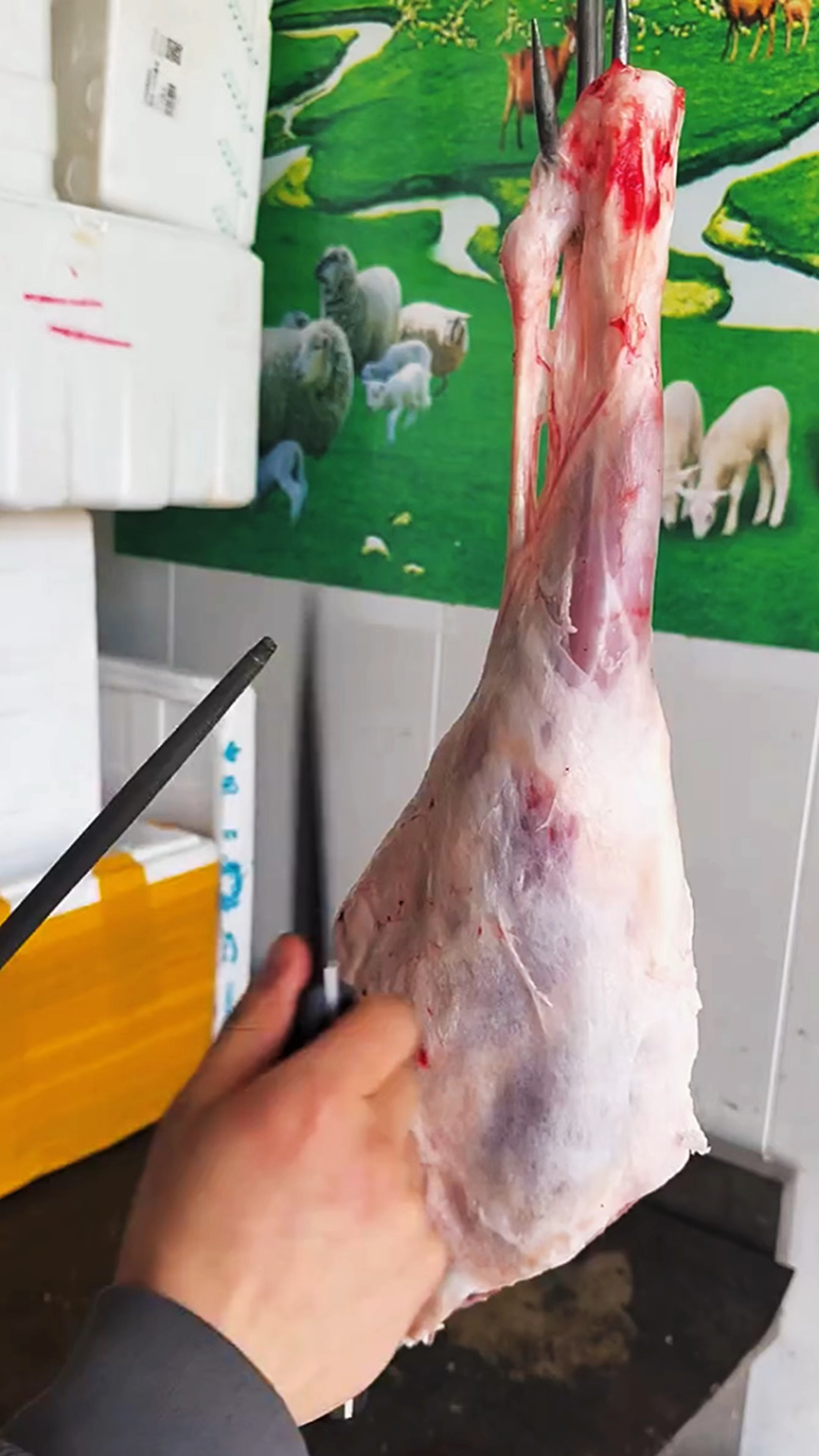 羊腿肉分割剔骨相当专业了