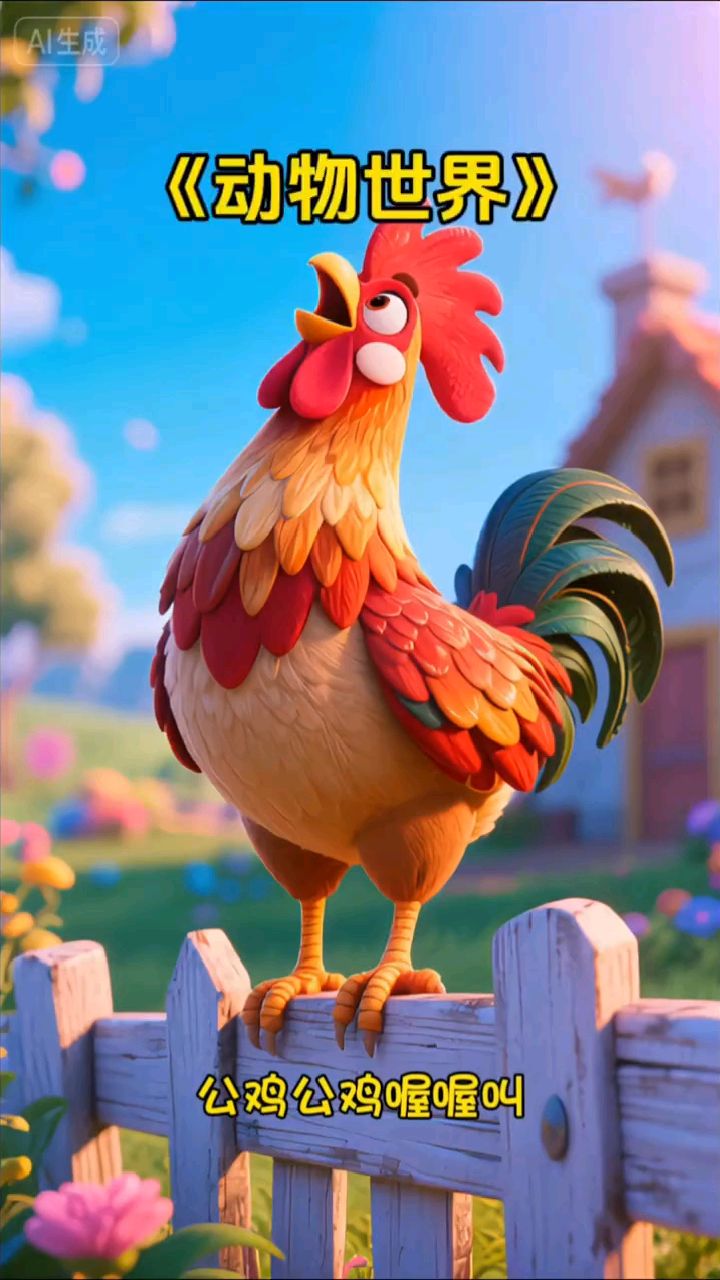 儿童启蒙早教儿歌动画《动物世界—公鸡公鸡喔喔叫》
