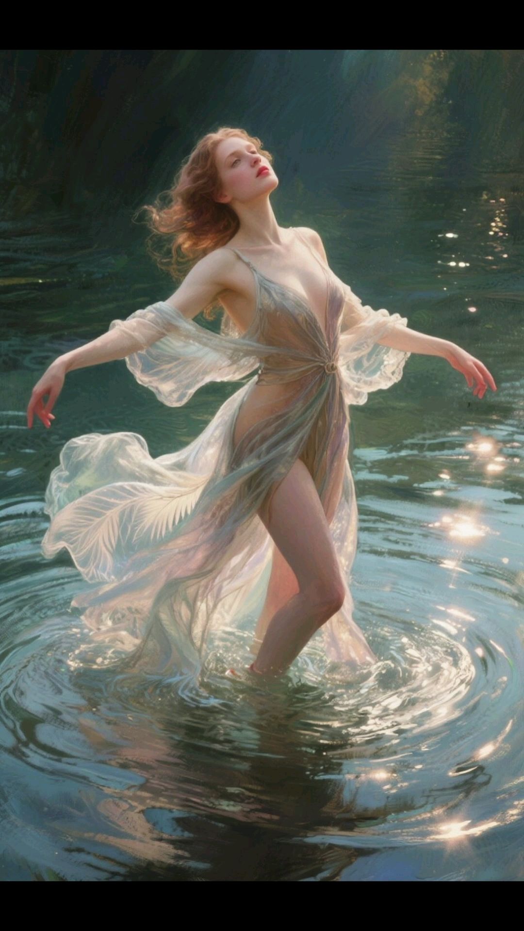 翩翩起舞的水中仙子,带你走进油画中