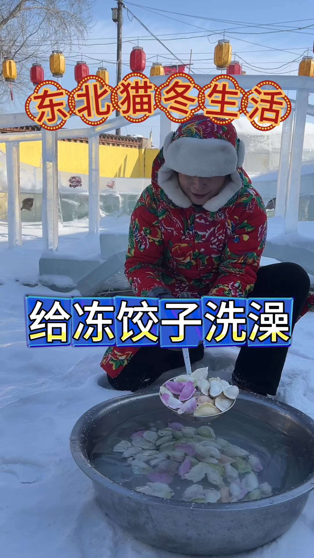 东北猫冬生活,翠花给冻饺子洗澡,这样做保存一冬天没问题
