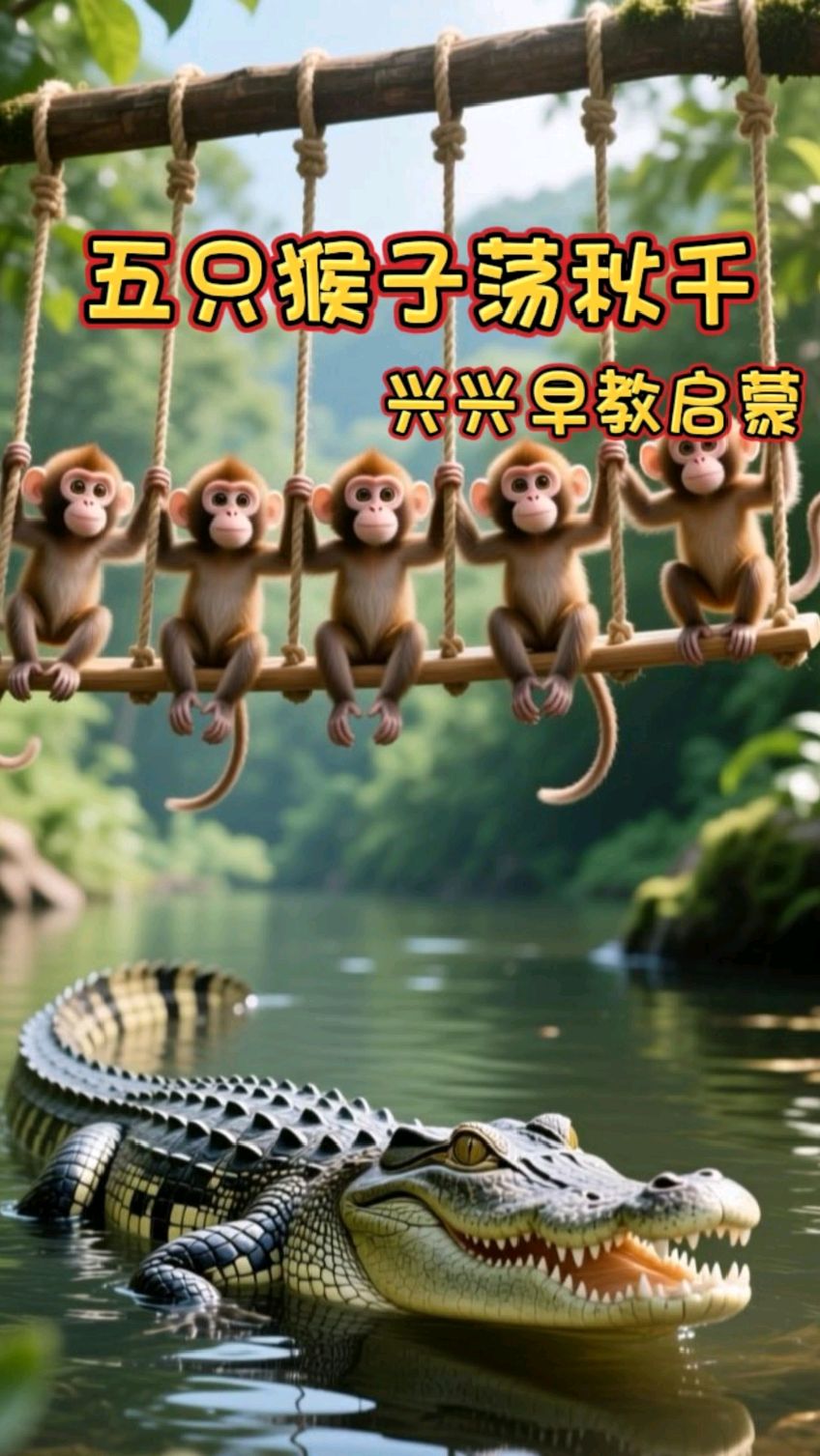 早教启蒙儿歌《五只猴子荡秋千》