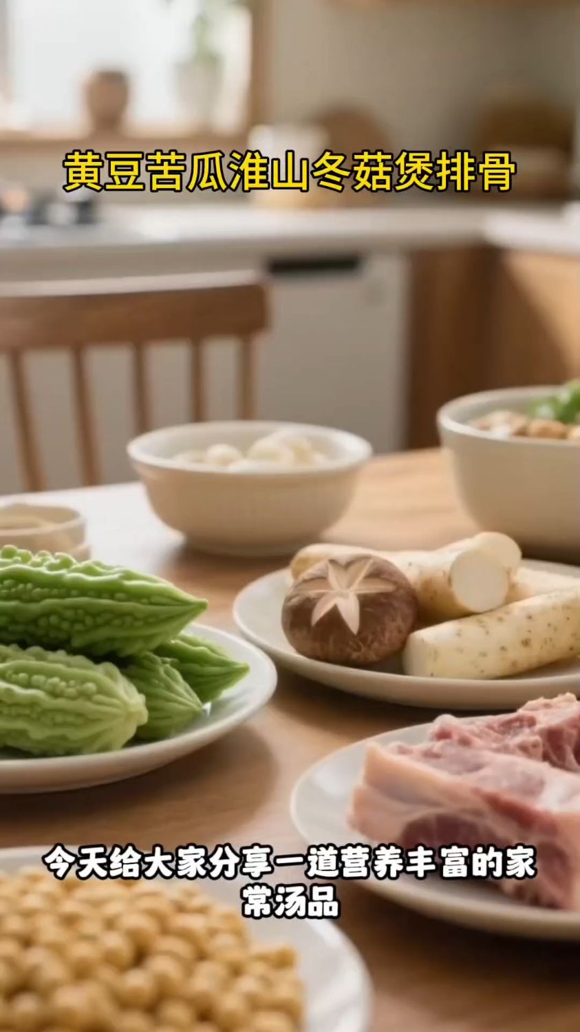 #黄豆苦瓜淮山冬菇煲排骨#