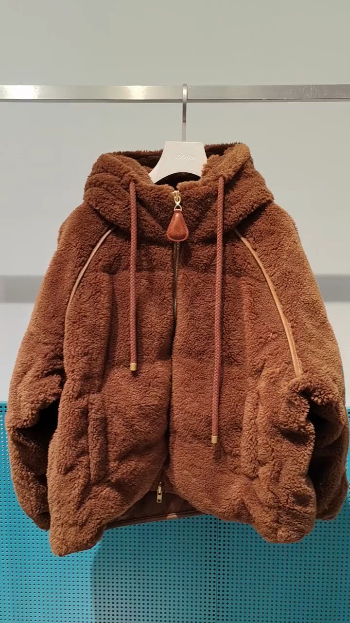 UOOYAA毛绒连帽面包羽绒服
