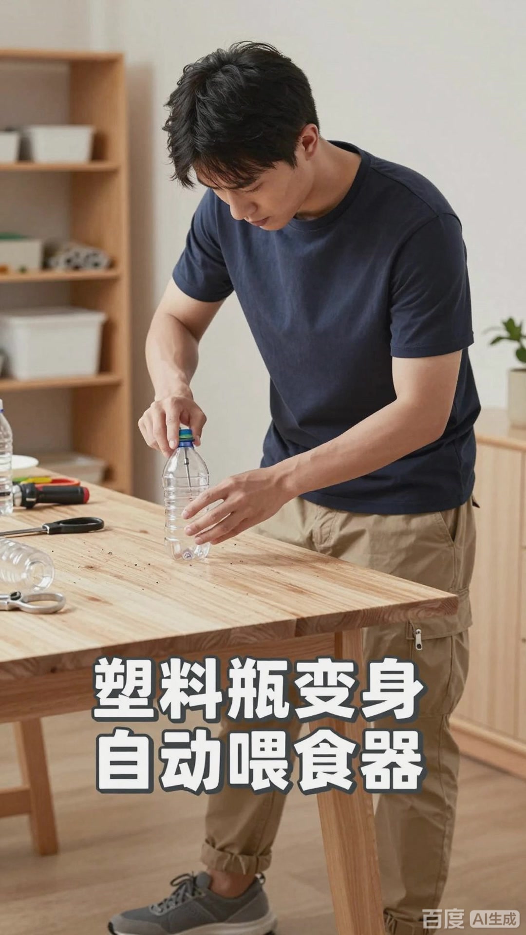 哇哦！塑料瓶剪开，变身自动喂食器