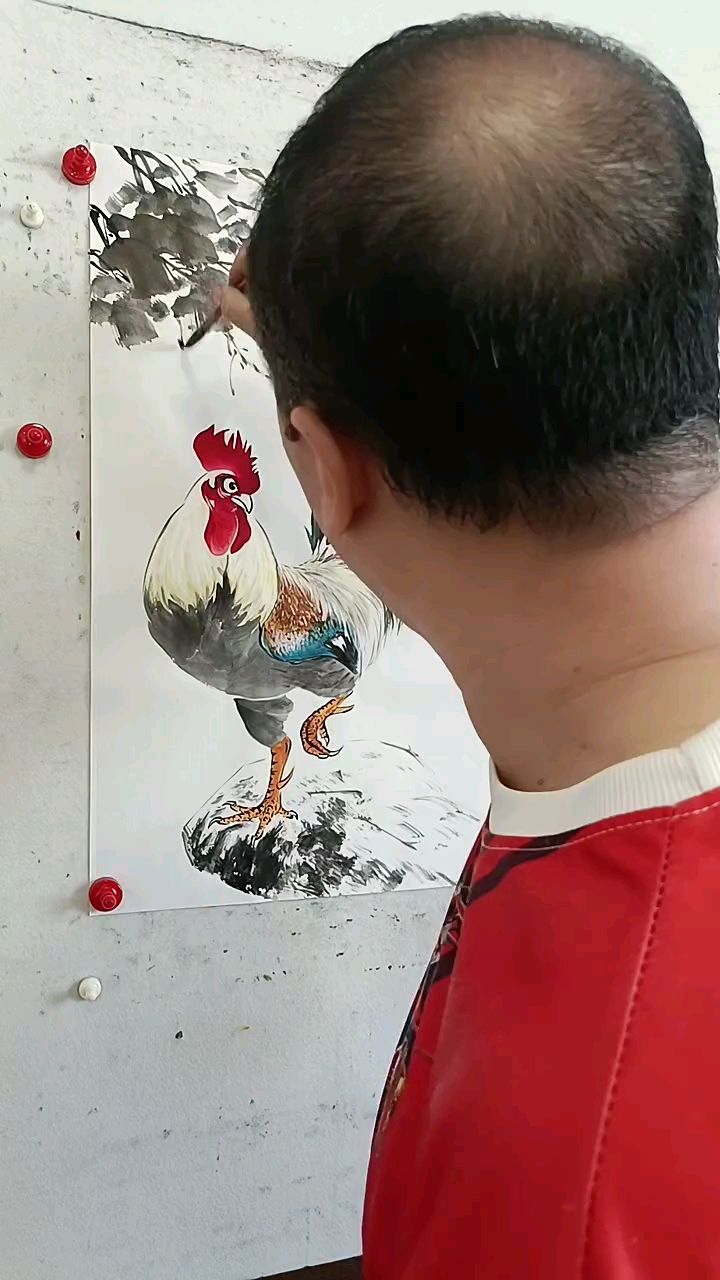 王兴民国画公鸡:画鸡第一人