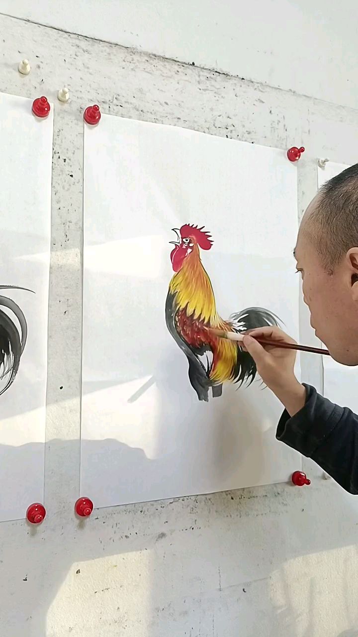 王兴民国画公鸡作品欣赏