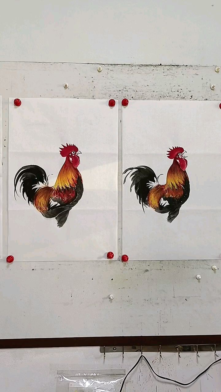 王兴民国画公鸡作品欣赏纯手工绘画