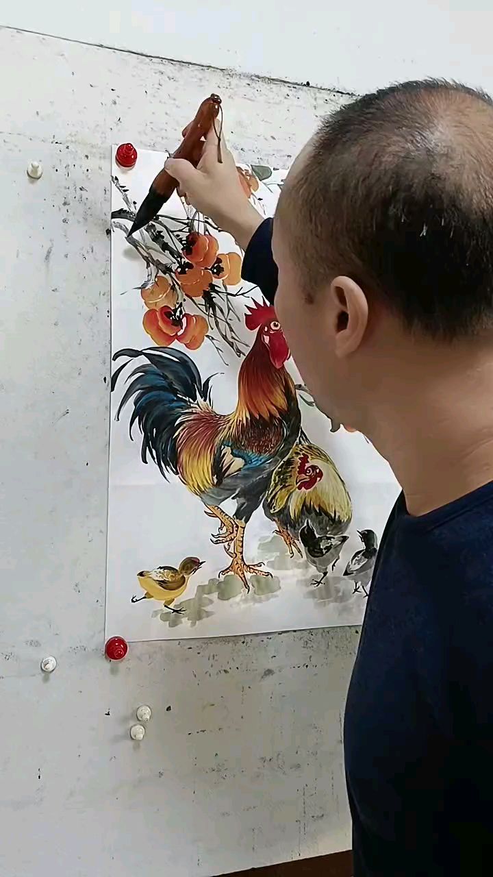 王兴民国画公鸡作品欣赏