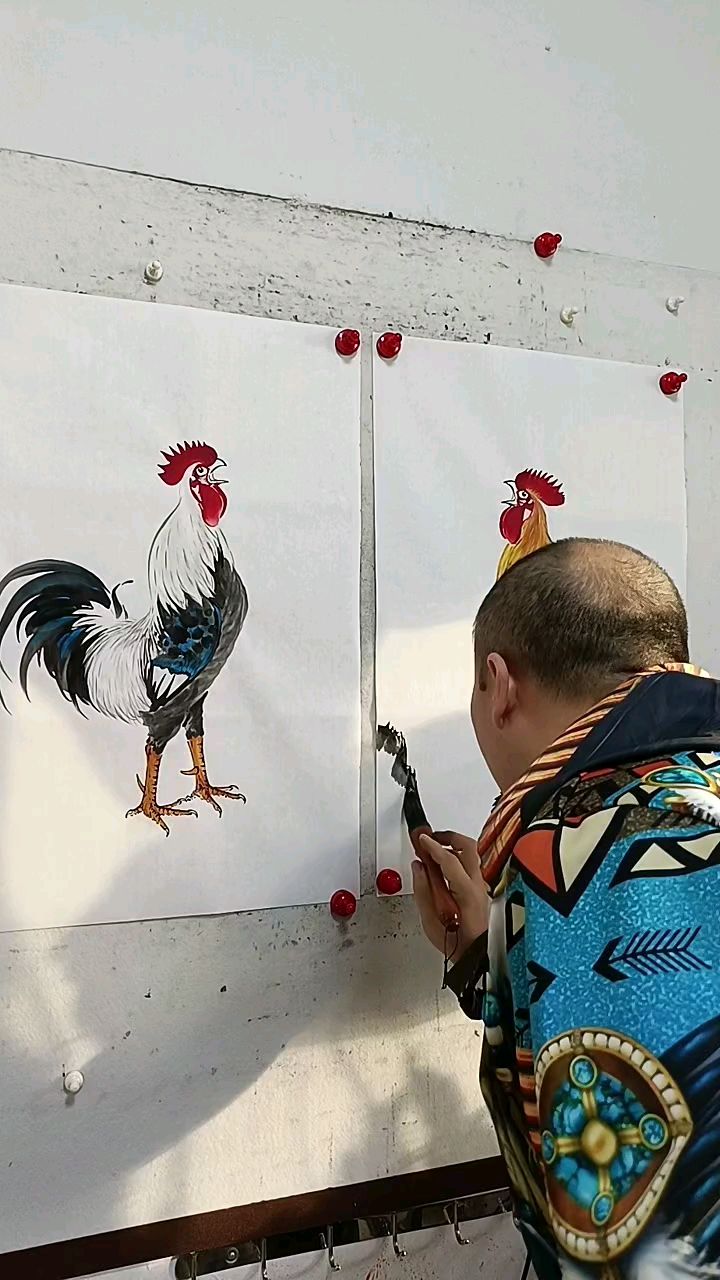 王兴民国画公鸡作品欣赏