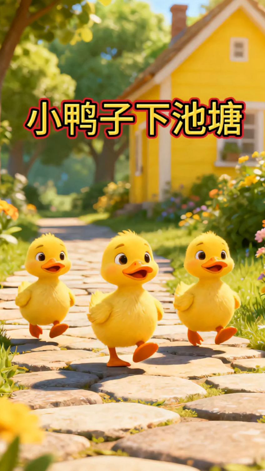 小鸭子一身黄,扁扁嘴巴红脚掌