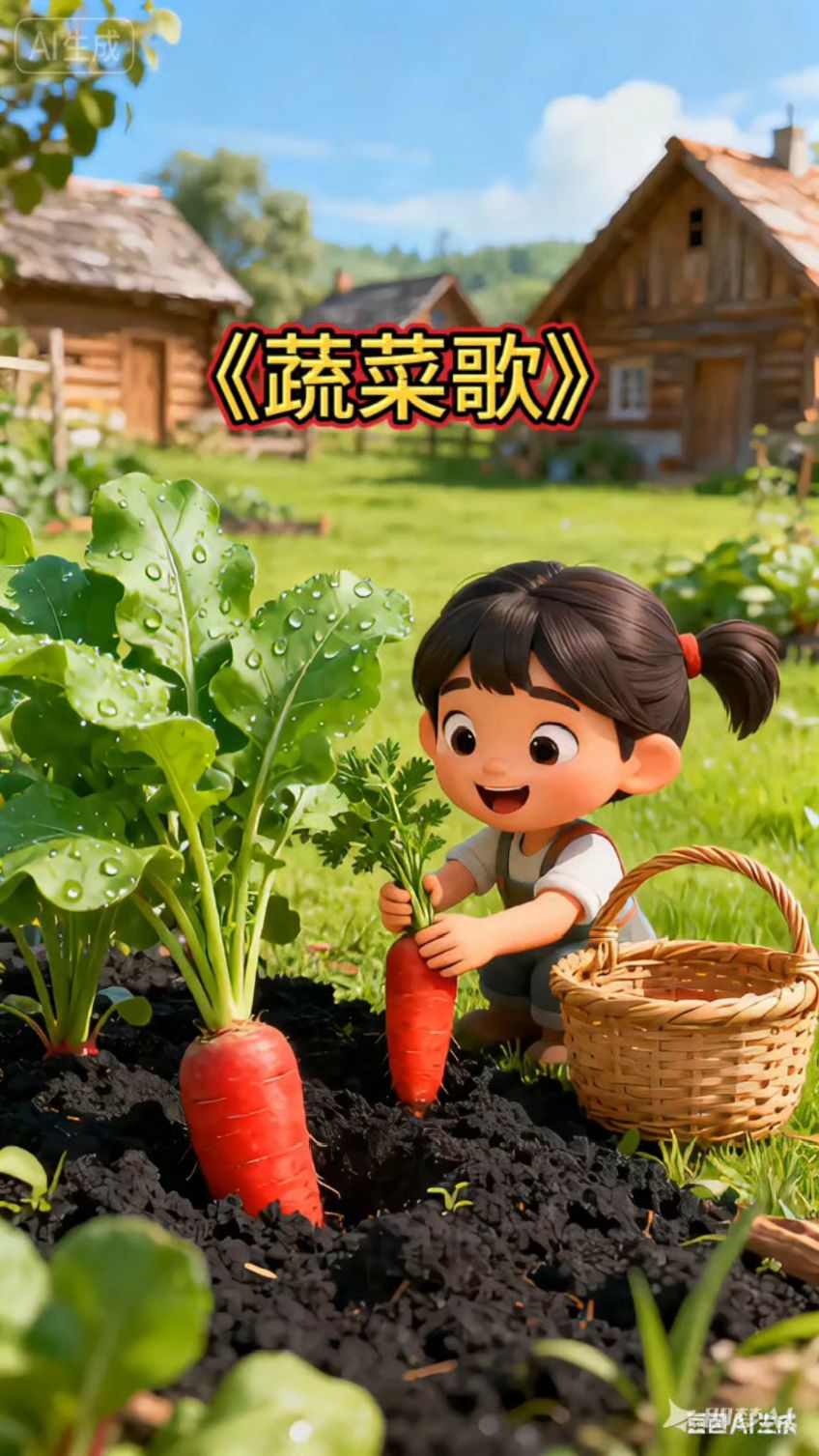 早教儿歌《蔬菜歌》红红的萝卜是红色的