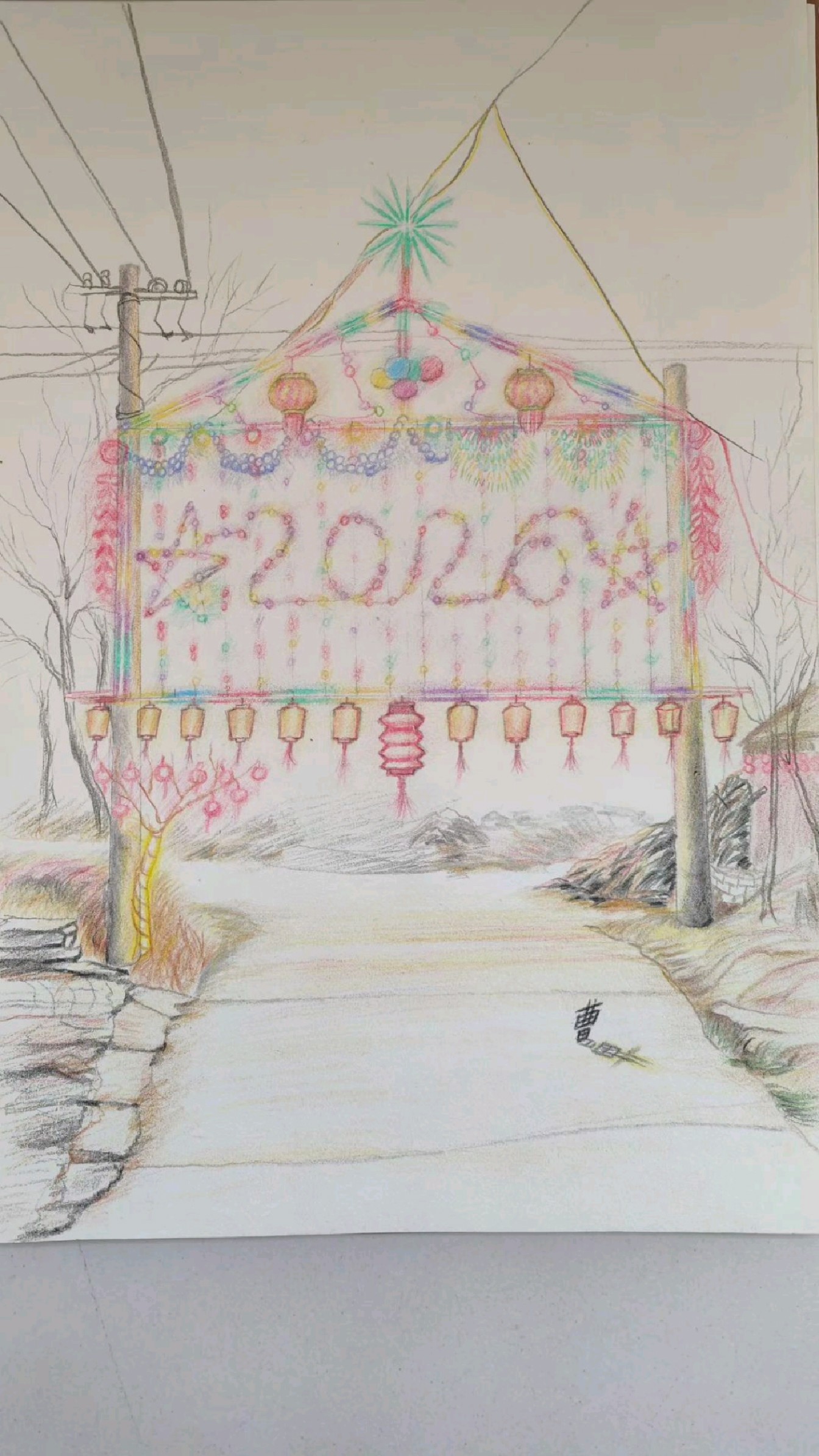 元宵节绘画彩铅花灯