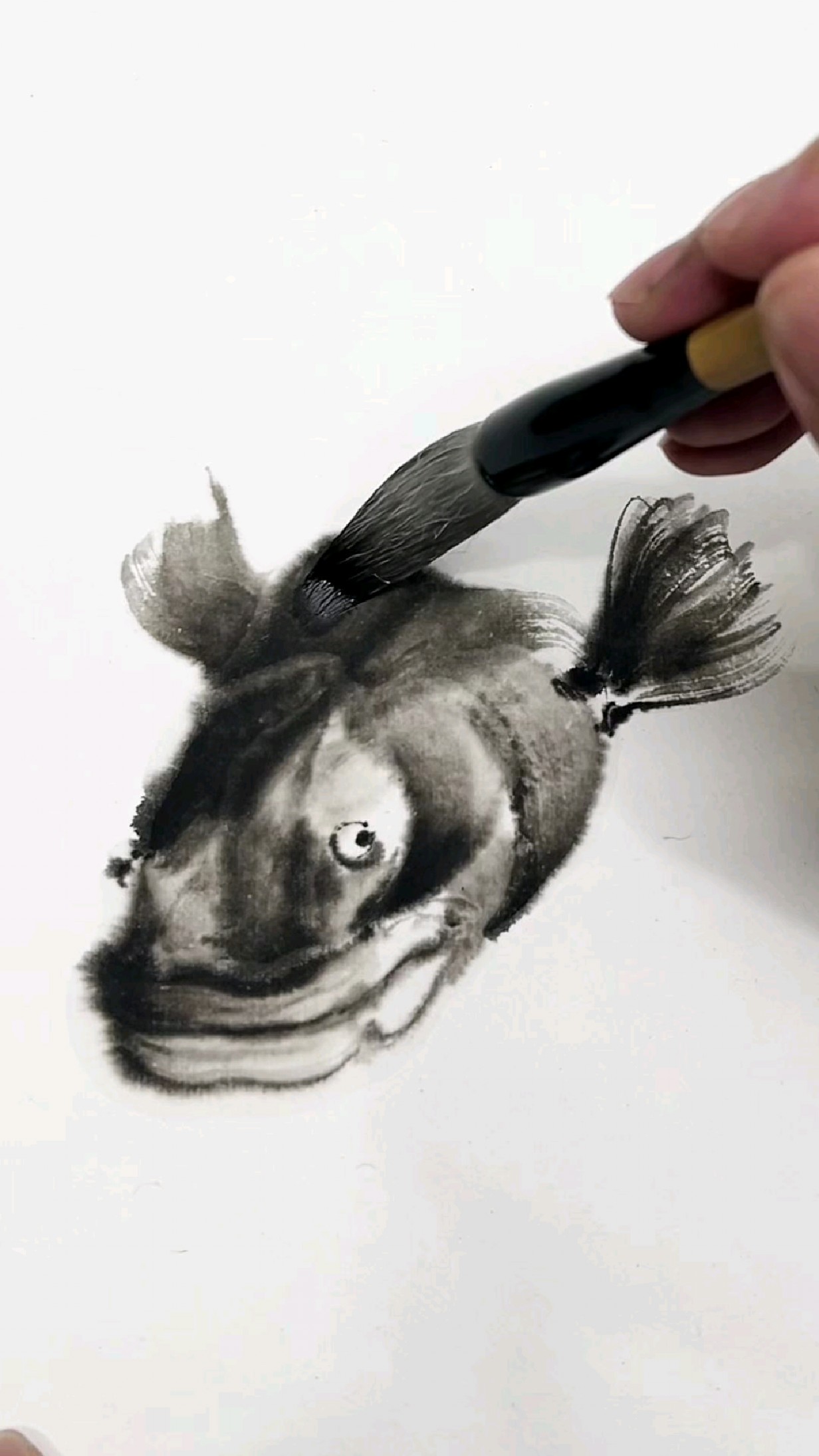郭丙端画鲶鱼,水墨画
