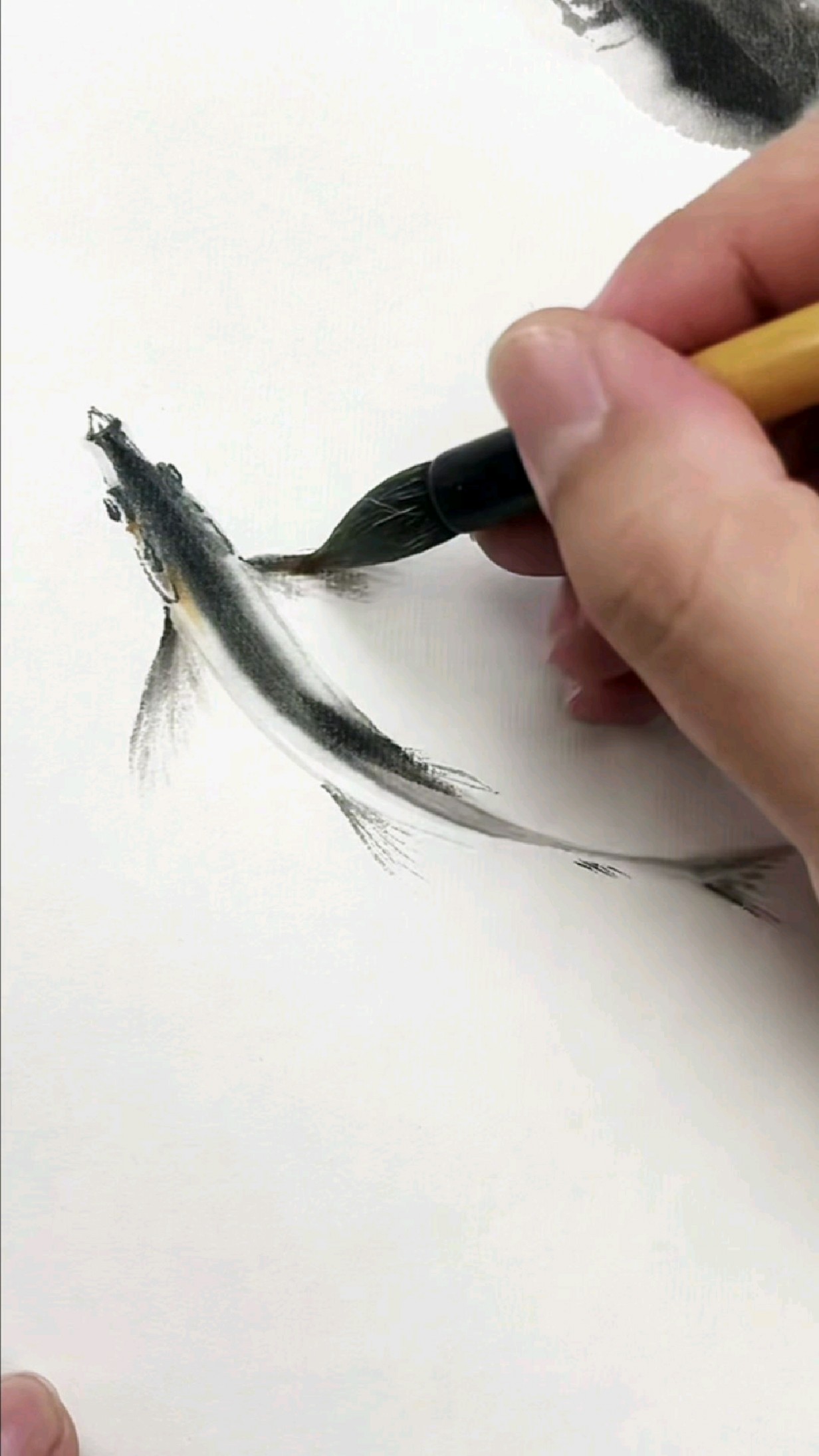 郭丙端画小鱼,水墨写意