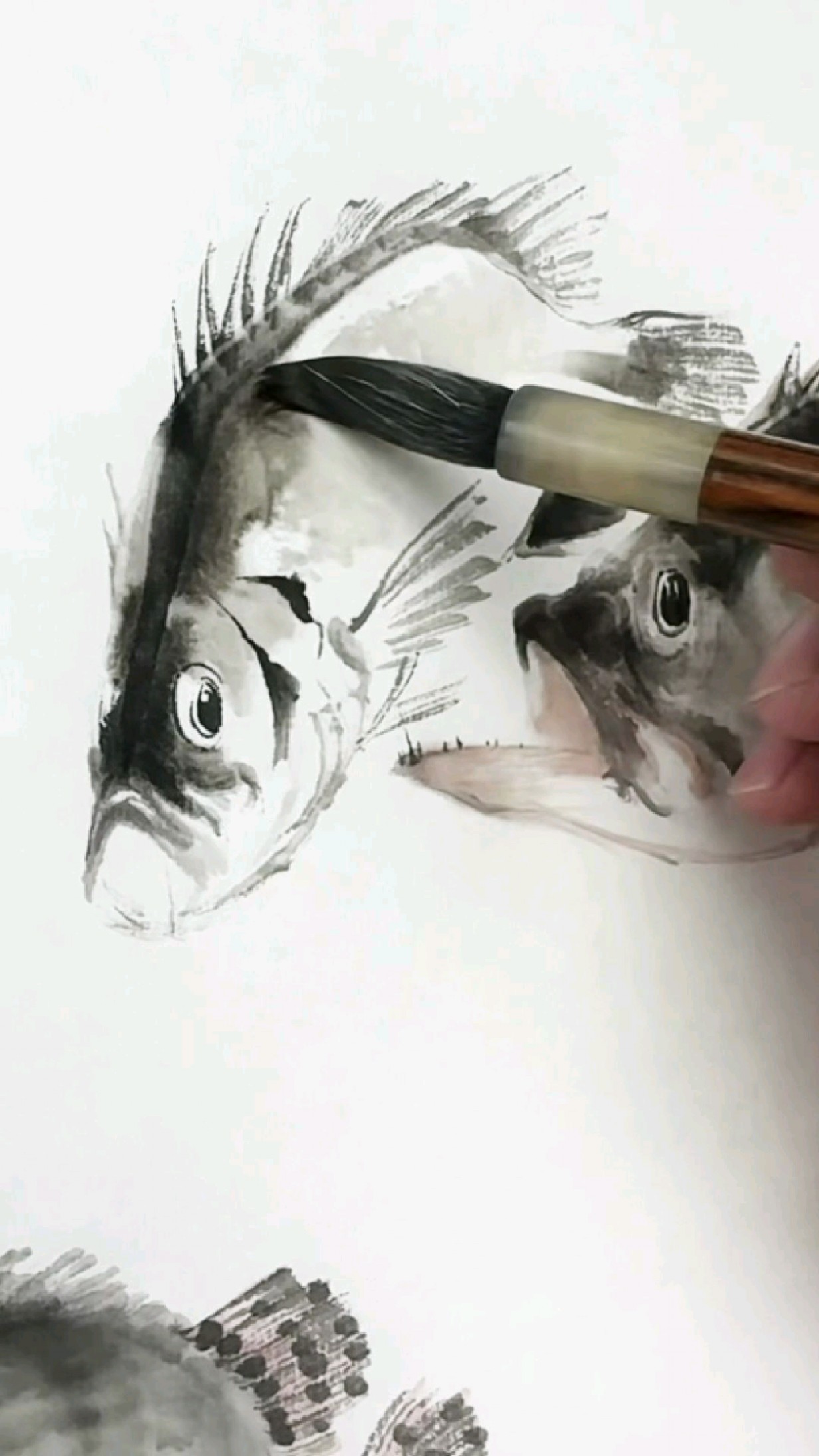 郭丙端画鳜鱼,水墨写意