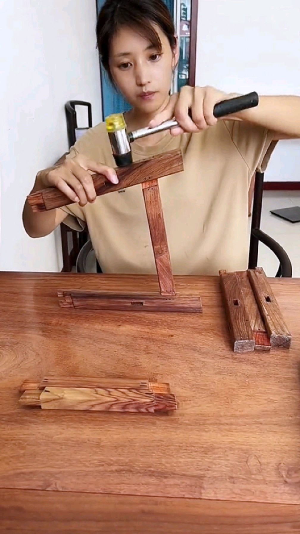 #传承榫卯工艺#全榫卯小凳子拼装详细过程分享