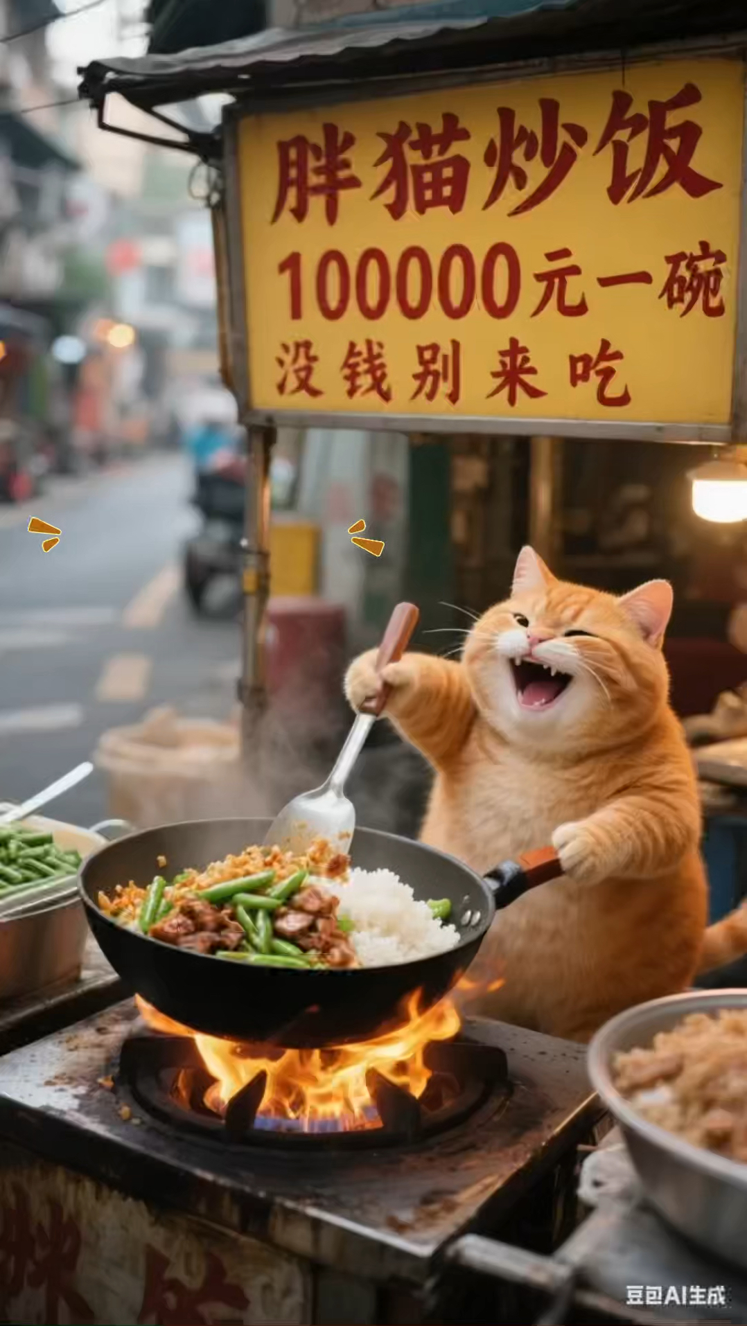 胖猫炒饭盖浇饭。