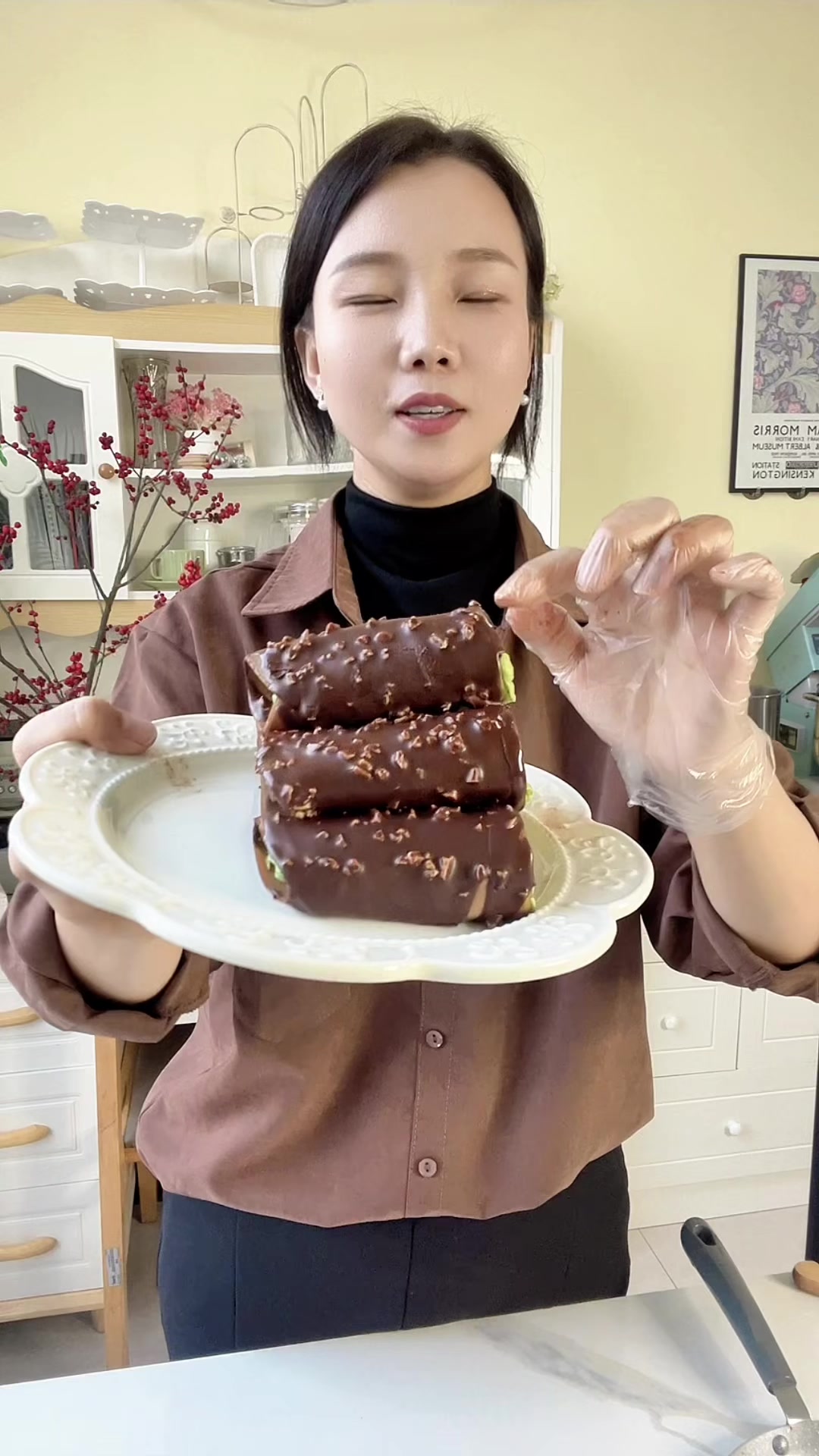 在家做氛围甜品，巧克力抹茶迷你卷
